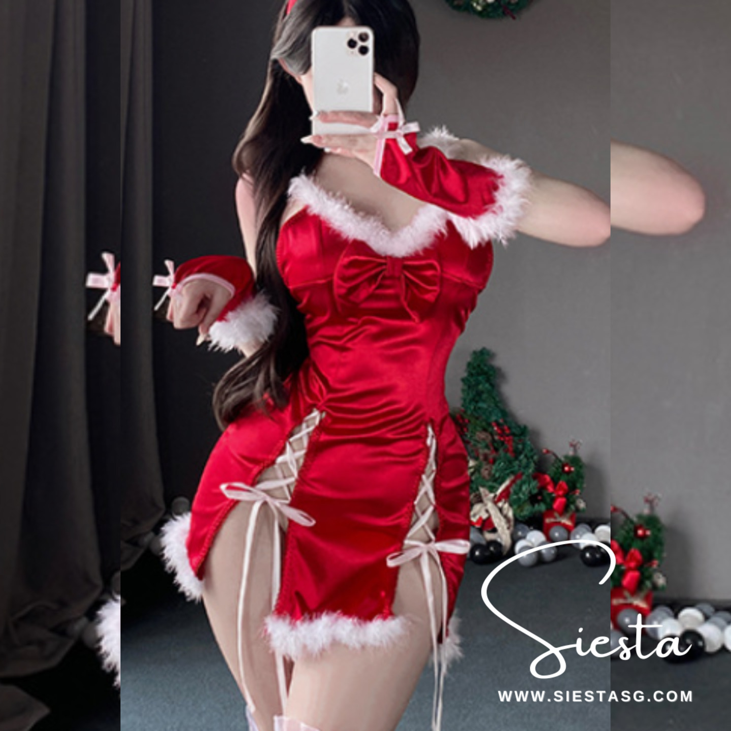 X015 Seductive Christmas Dress with Lace-Up
