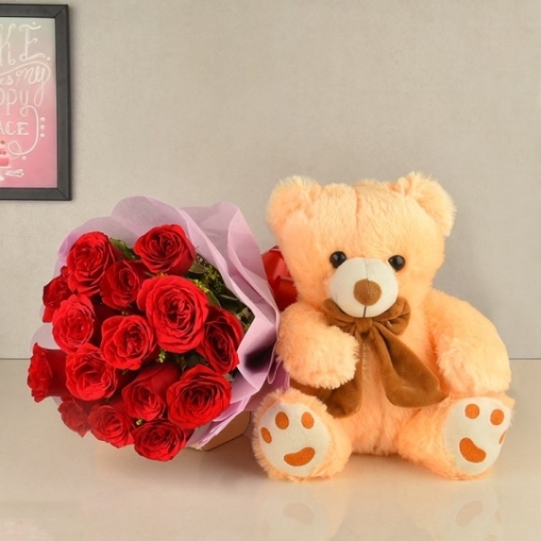 Flowers And Soft Teddy