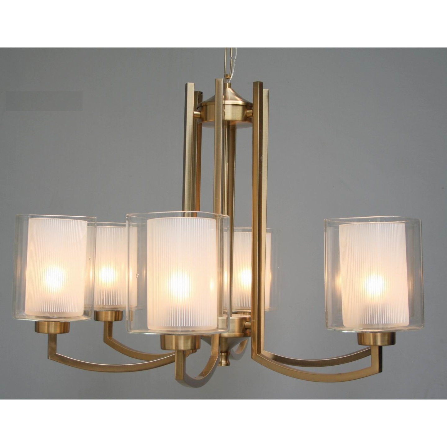 Modern Double Glass Chandelier 6 Light