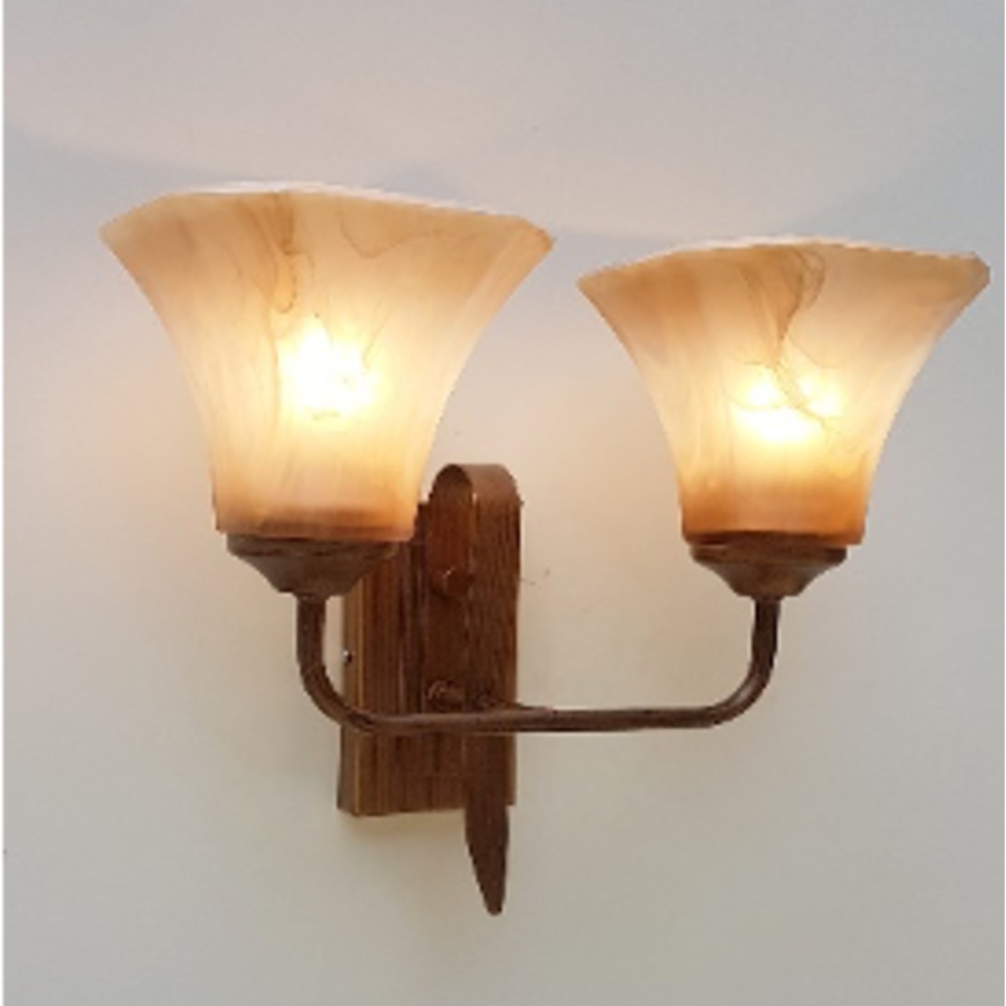 Textured Brown Double Wall Light