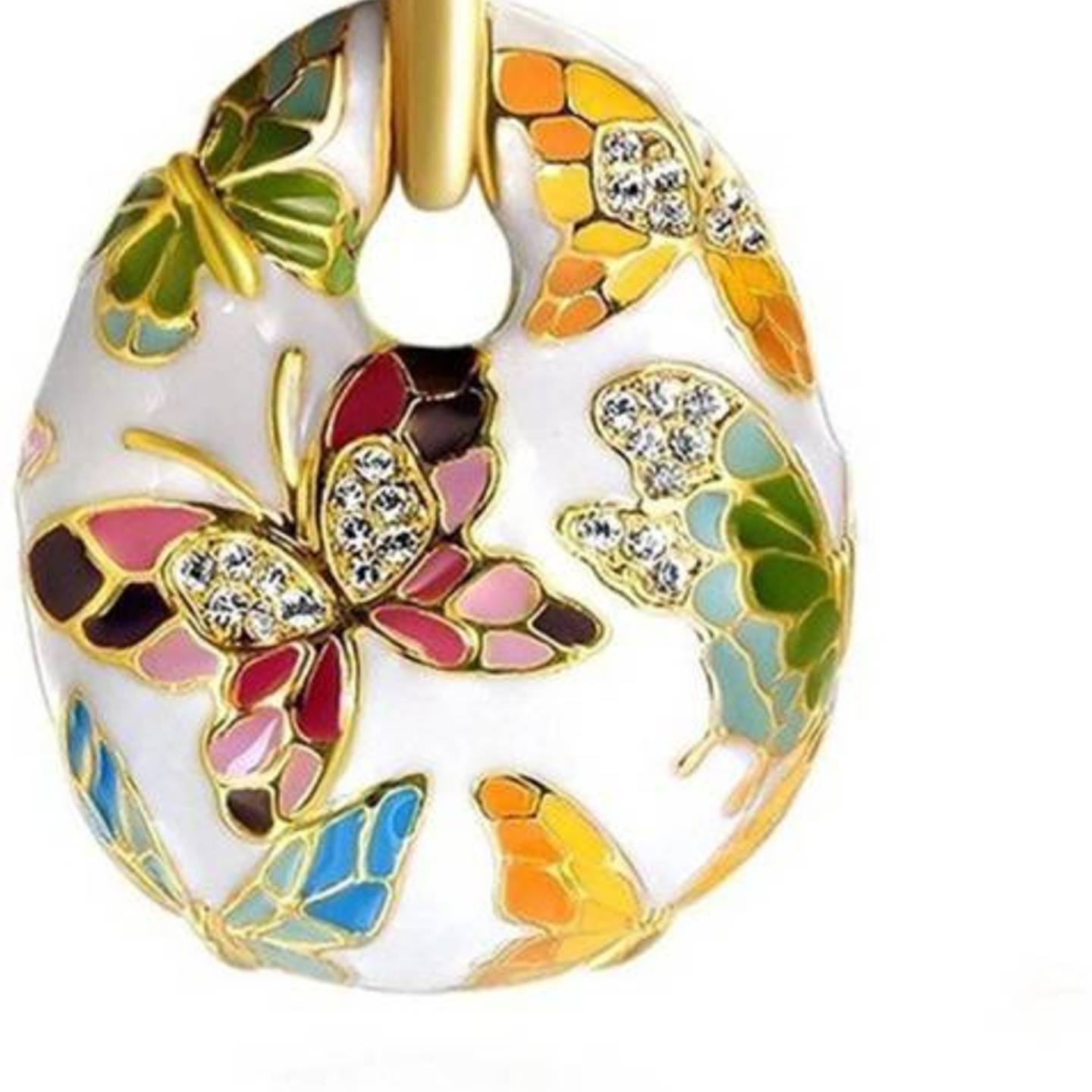 AVIGHNA ARTS Colorful Butterfly signet all over white enamel Pendant