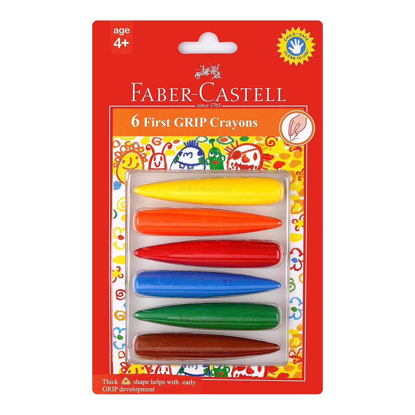 Faber-Castell Kindergarten Grip Crayons - Pack of 6 (Assorted)