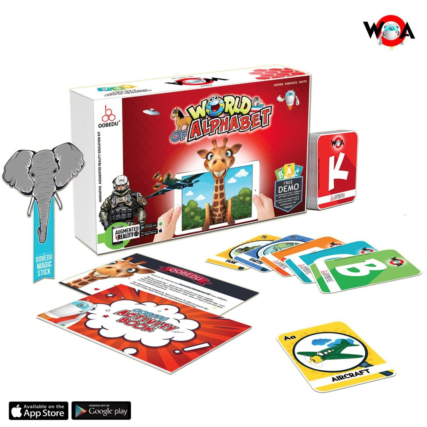 OOBEDU WORLD OF ALPHABET AUGMENTED REALITY EDUCATIONAL FLASH CARD SET Toy