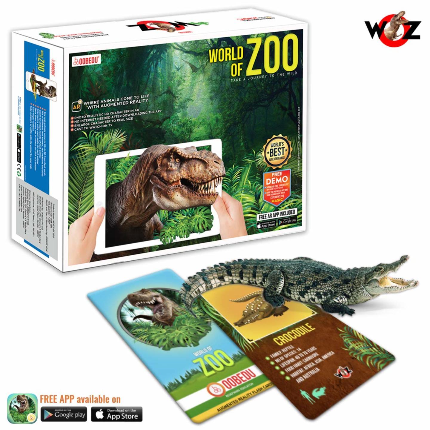 OOBEDU  World of Zoo  Animals Jungle Farm Animals 4D Zoo AR Augmented Flash Cards - Edu Toys