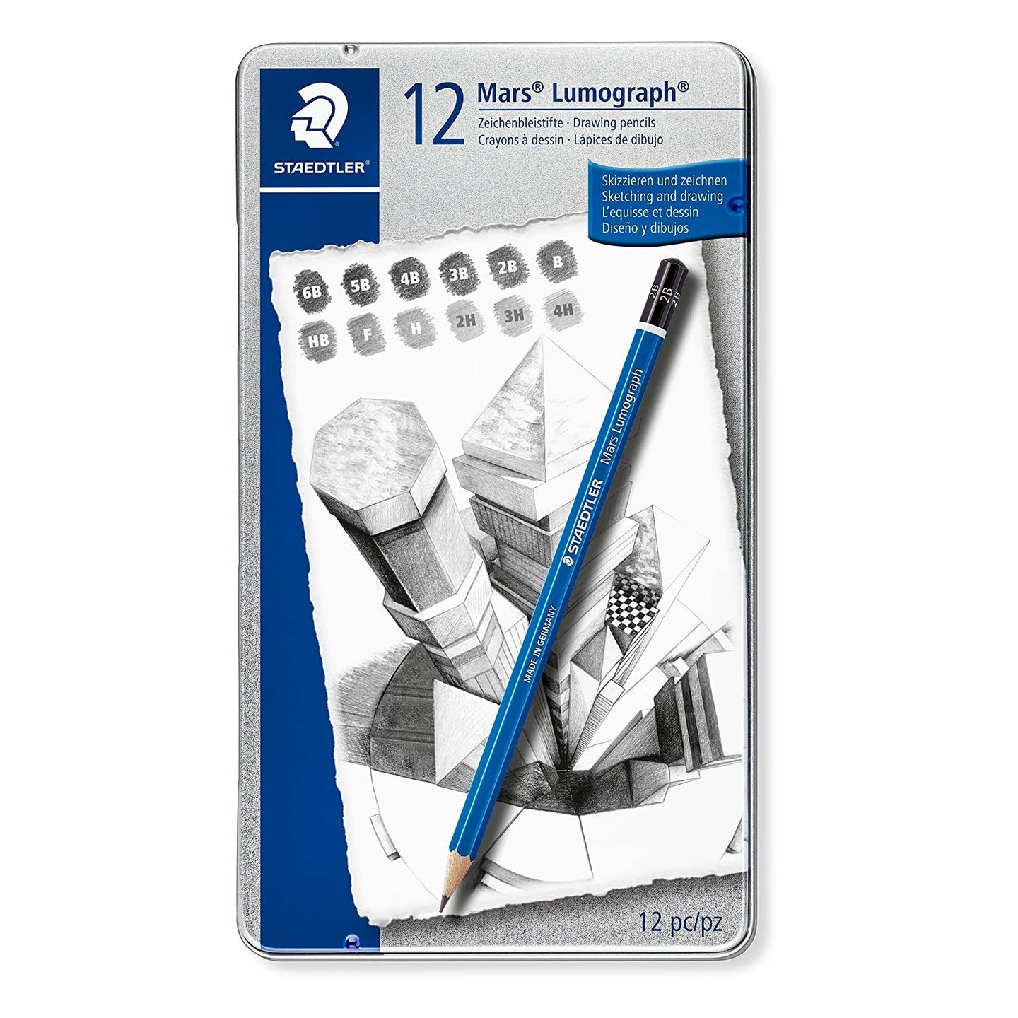 Staedtler Mars Lumograph Drawing Pencil for Design and Drafting - Pack of 12