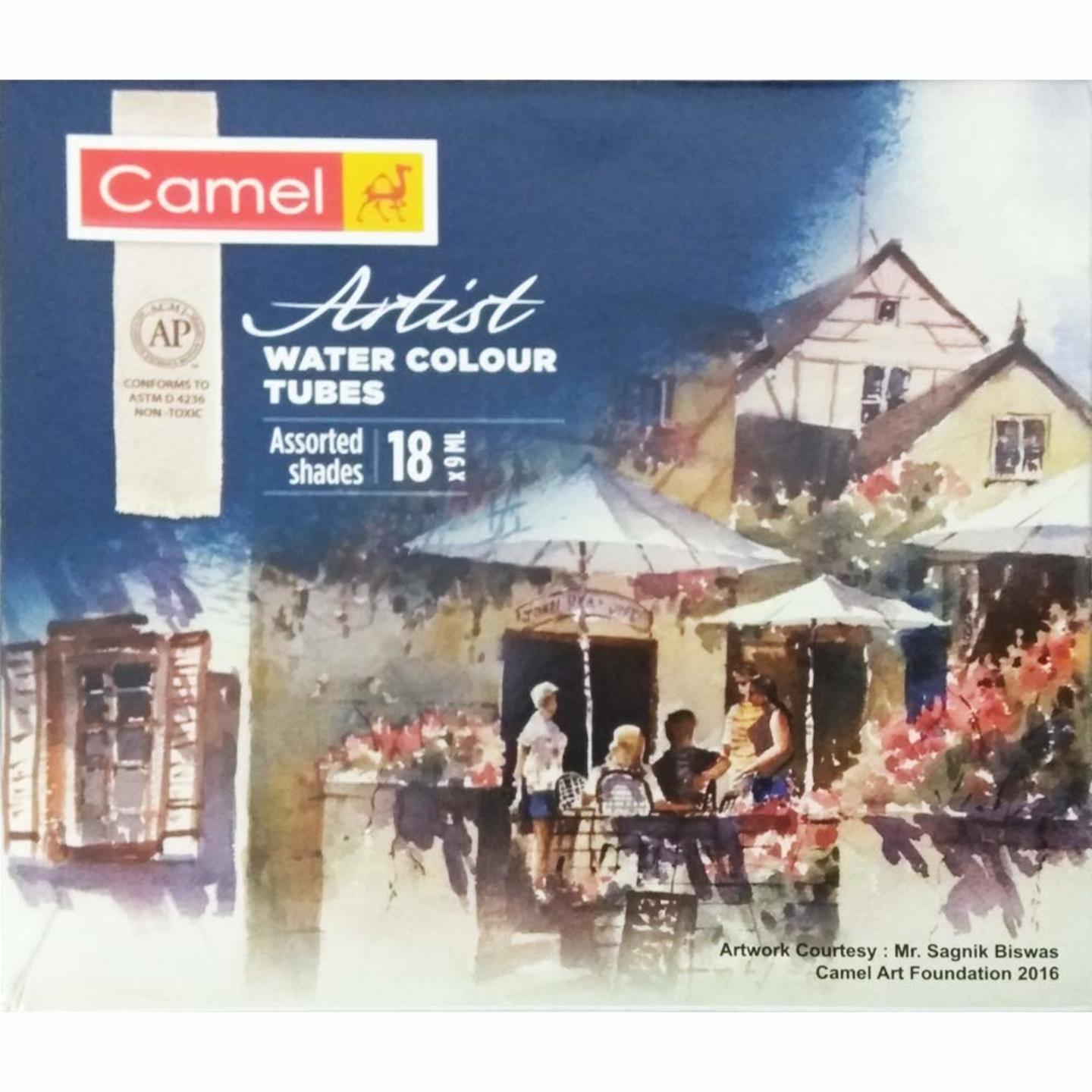 Camel Artists Water Color Box - 9ml Tubes, 18 Shades