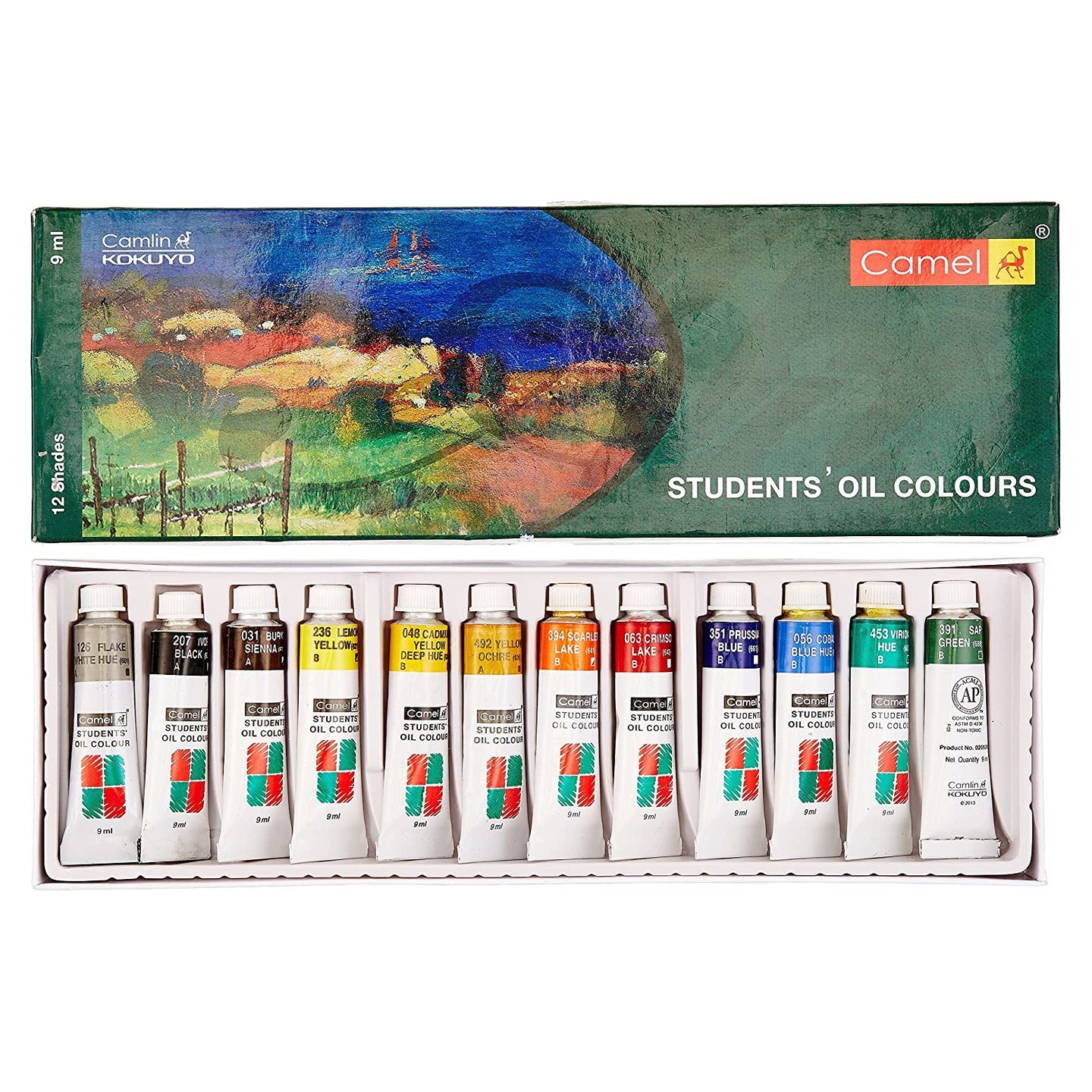 Camel Student Oil Color Box - 9ml Tubes, 12 Shades