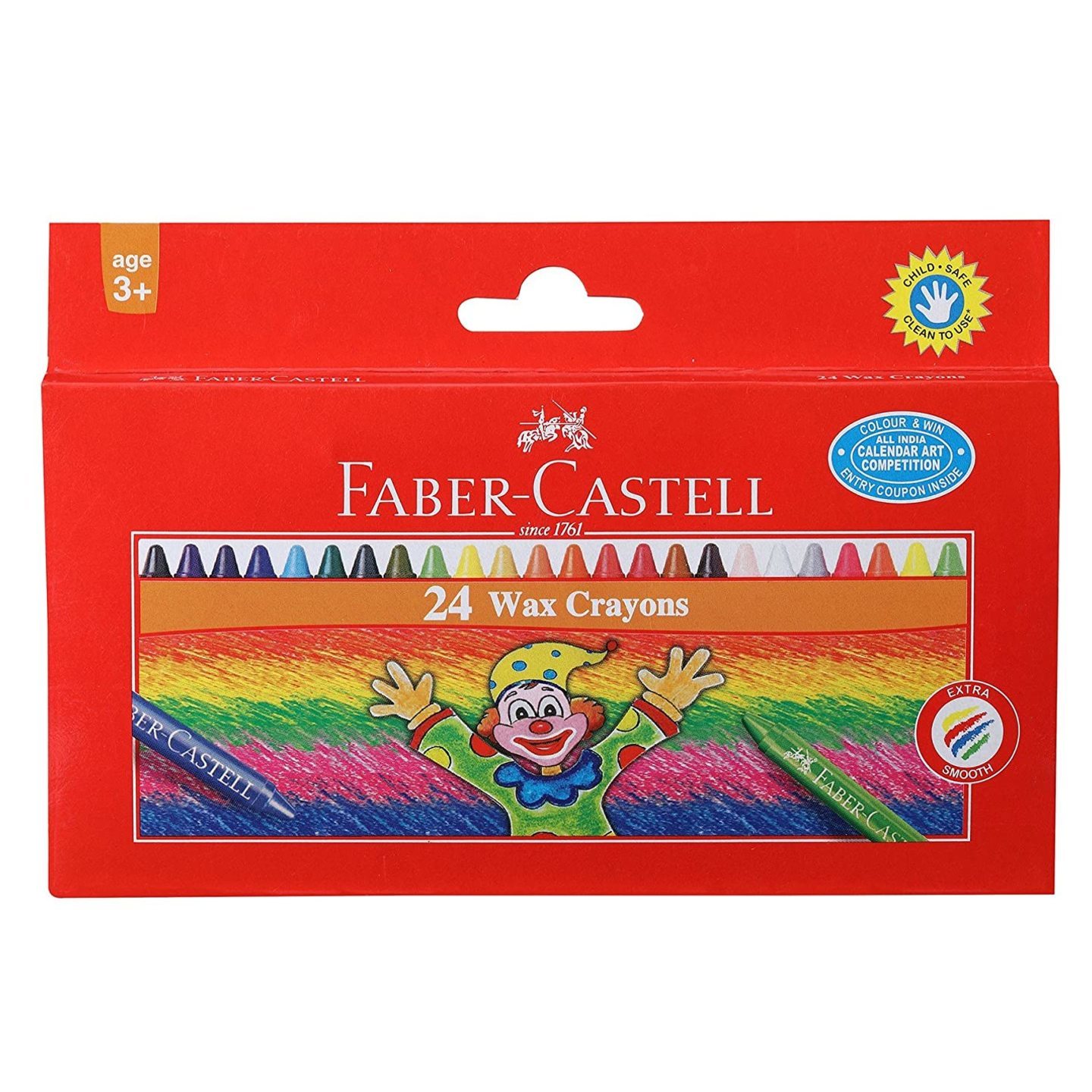 Faber-Castell Wax Crayon Set - 75mm, Pack of 24 (Assorted)