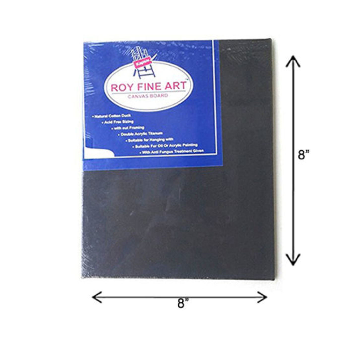 Stretched Canvas Board Black 8x8