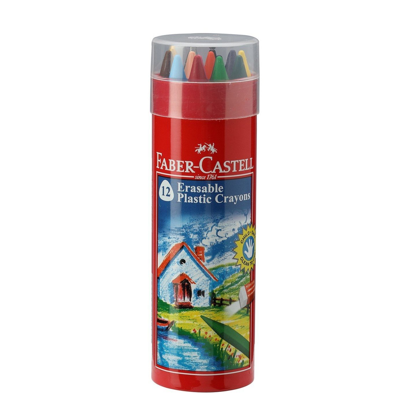  Faber-Castell Erasable Crayon Tin Set - Pack of 12 (Assorted) + 2 FREE Gold and Silver