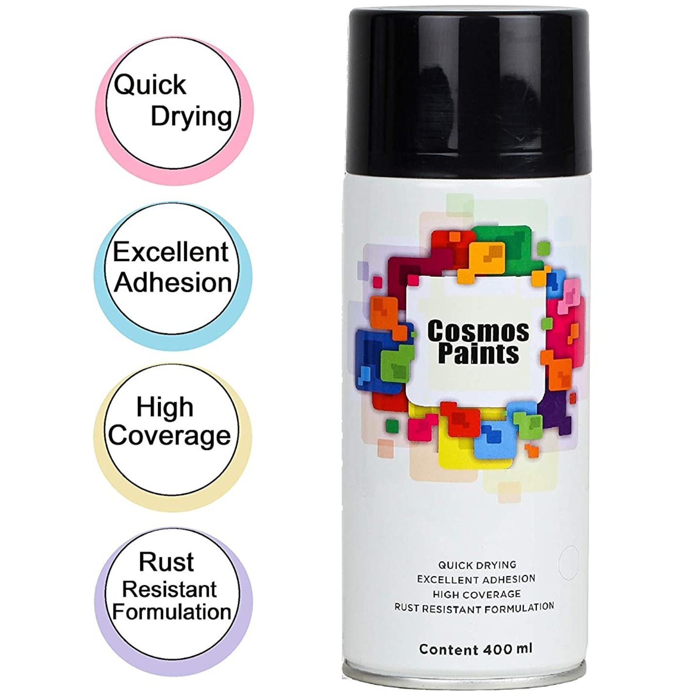 Cosmos Paints Black Spray 200ml