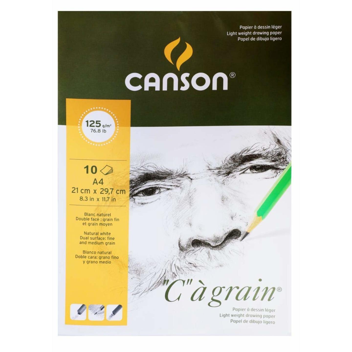 Canson C a' grain 125 GSM A4 Pack of 10 Fine Grain Sheets