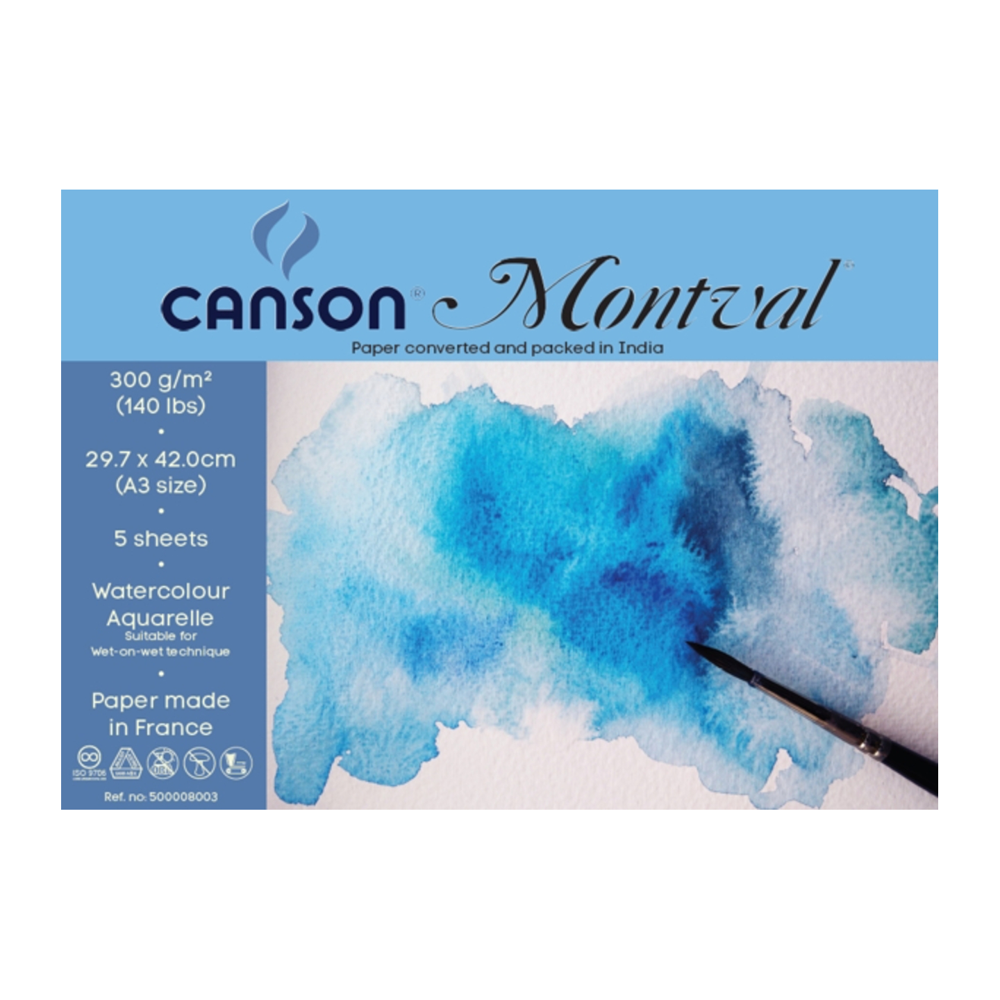 Canson Montval 300 gsm A3 Poly pack (5+2 Sheets) Watercolour Paper