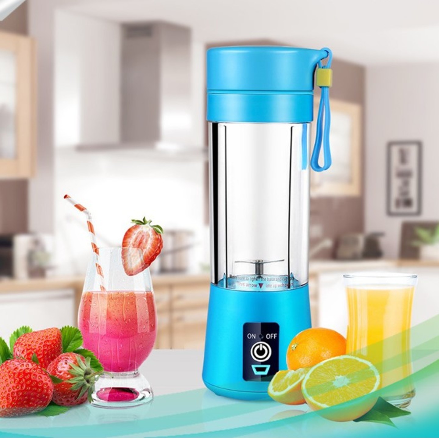 [Local Seller] Portable Fruit Juice Blender Juice Extractor Smoothie Blender Healthy and for Sport - Blue