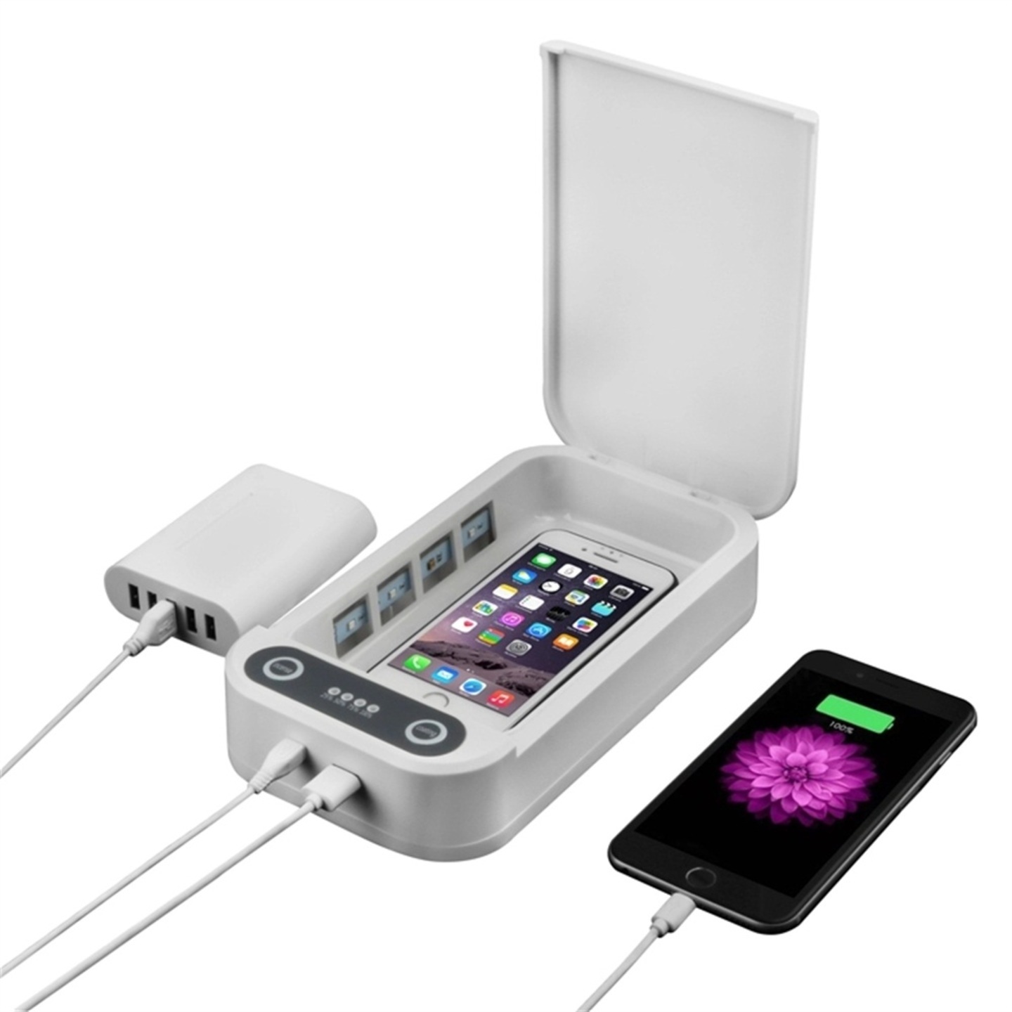 Smart UV Steriliser, Mobile Phone Steriliser Box, Masks Watches Glasses Jewelry Steriliser with Aroma Function, Sanitiser, Cleaner Box with Mobile Contactless Charging