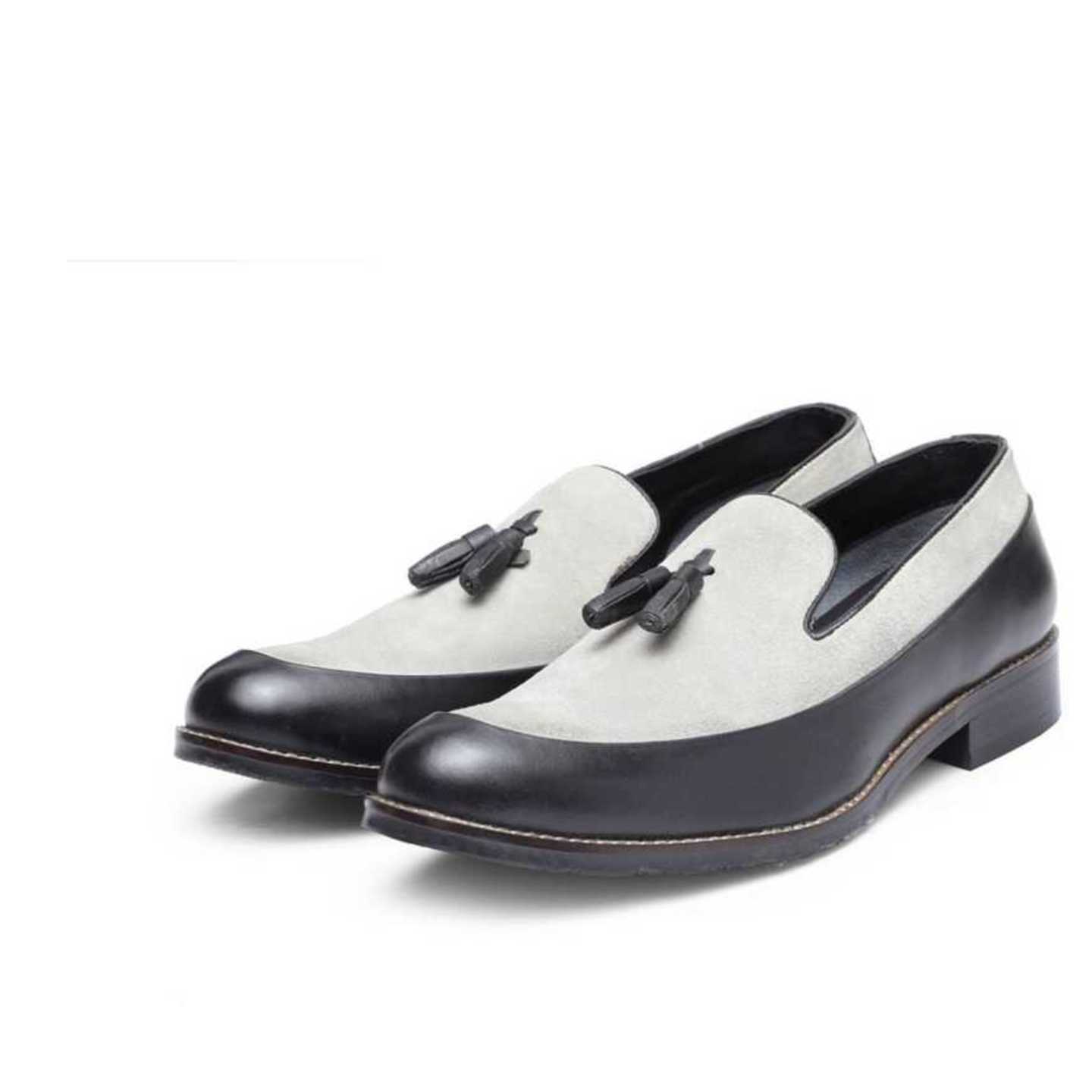 LeatherRomeo Grey Black For Men  (Black)