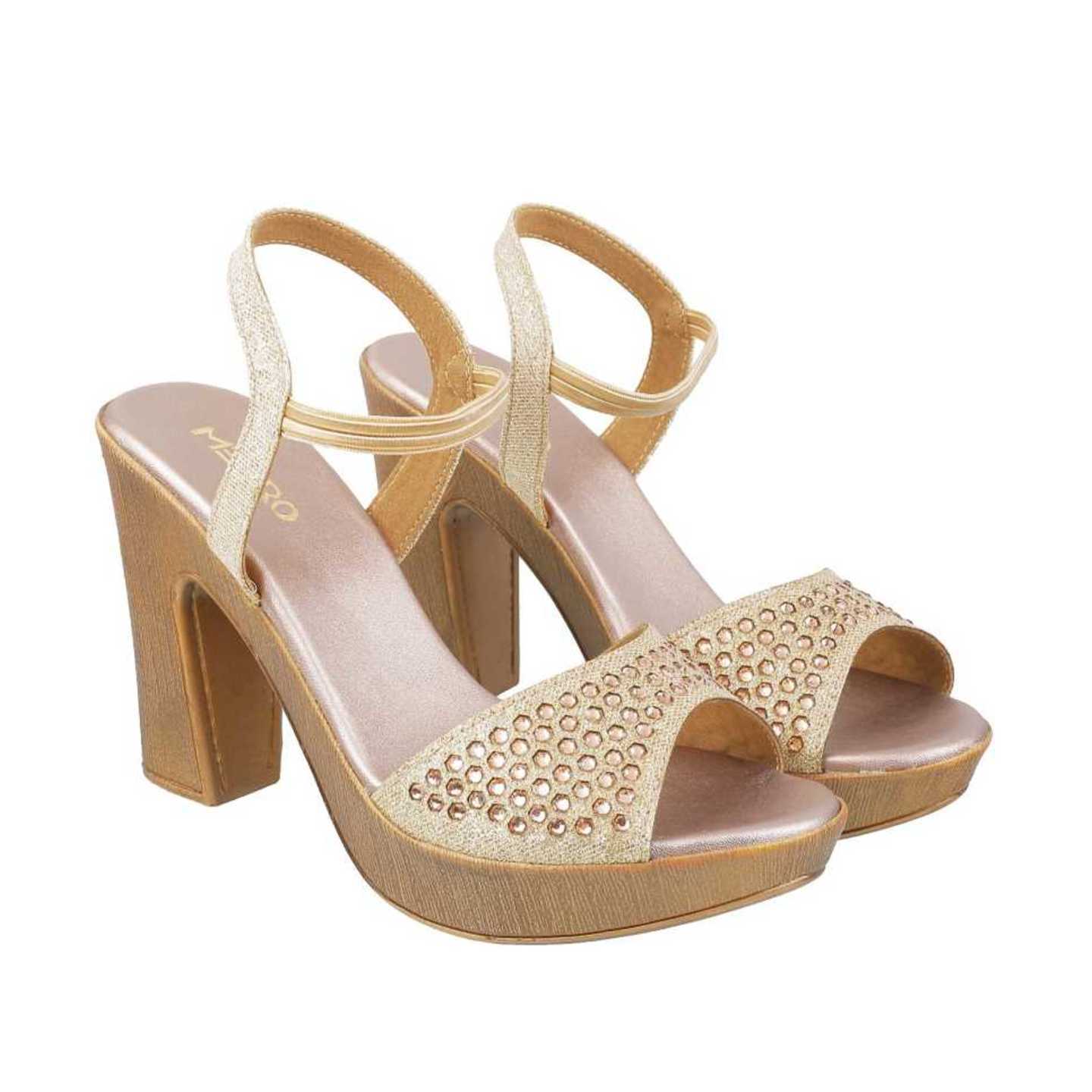 Women Gold, Silver Heels Sandal