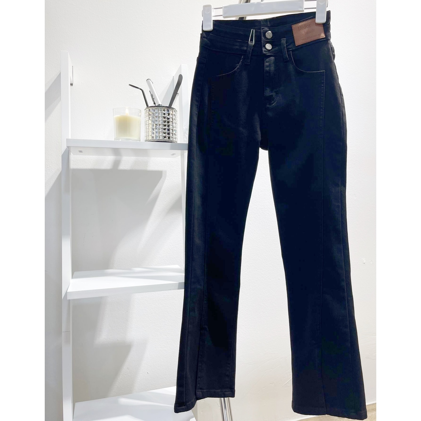 Split Black Denim Bell Bottom Size XXL