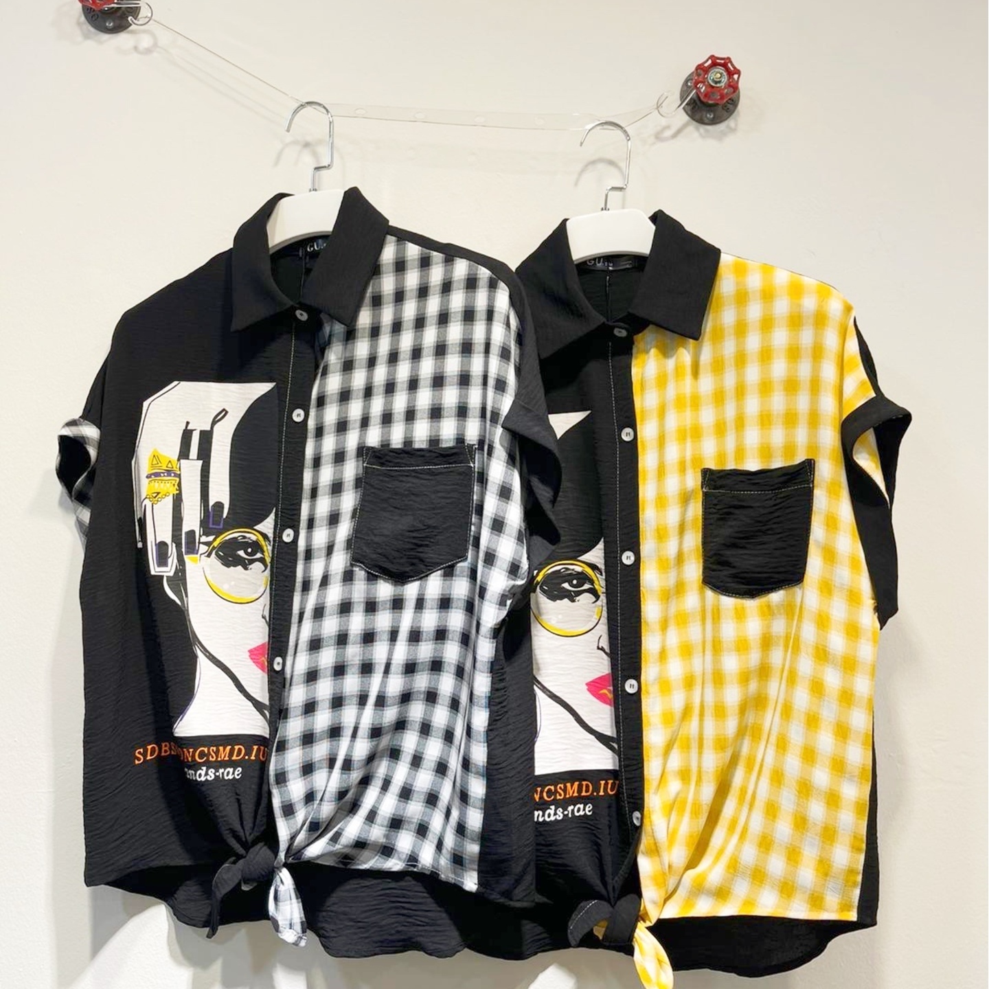 One Sided Checked Blouse  Yellow