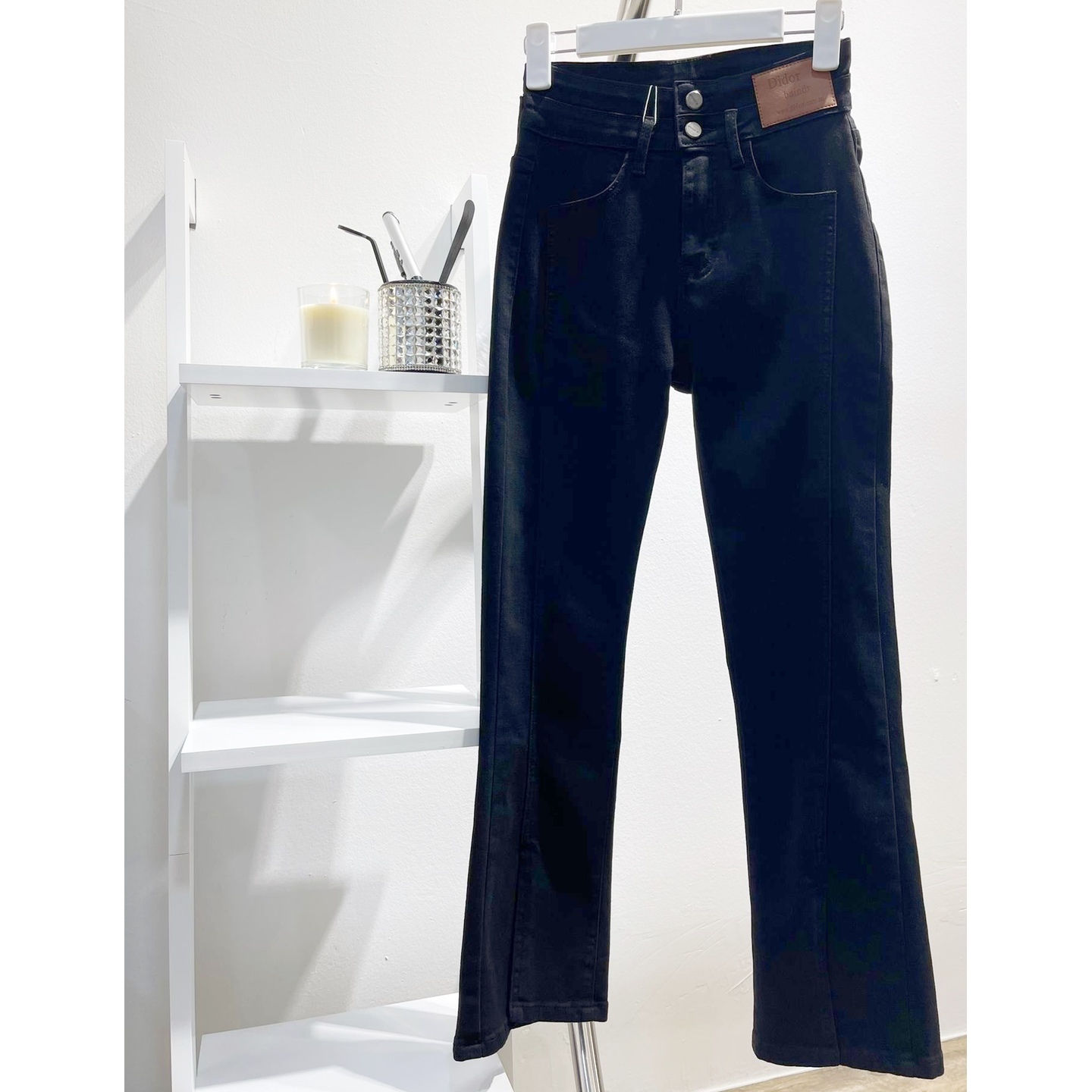 Split Black Denim Bell Bottom Size XL