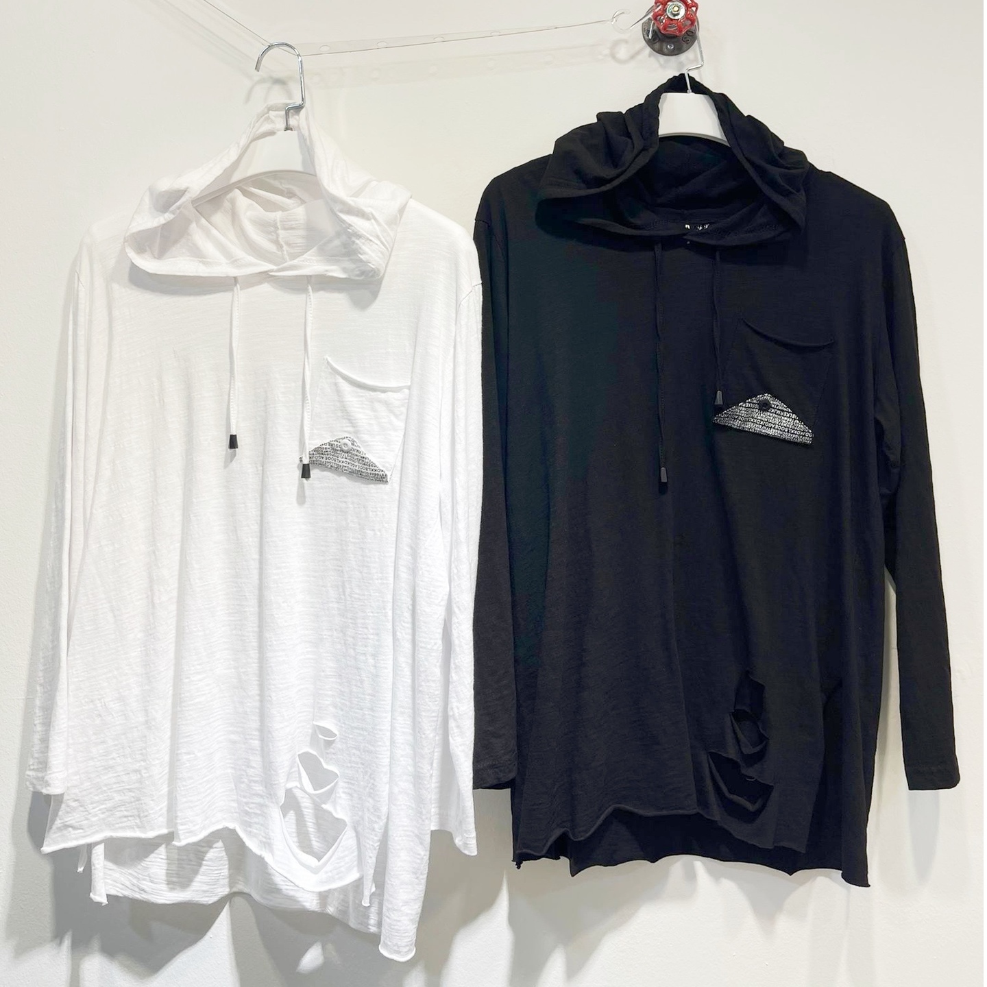 Long Sleeve Cotton Top  Black
