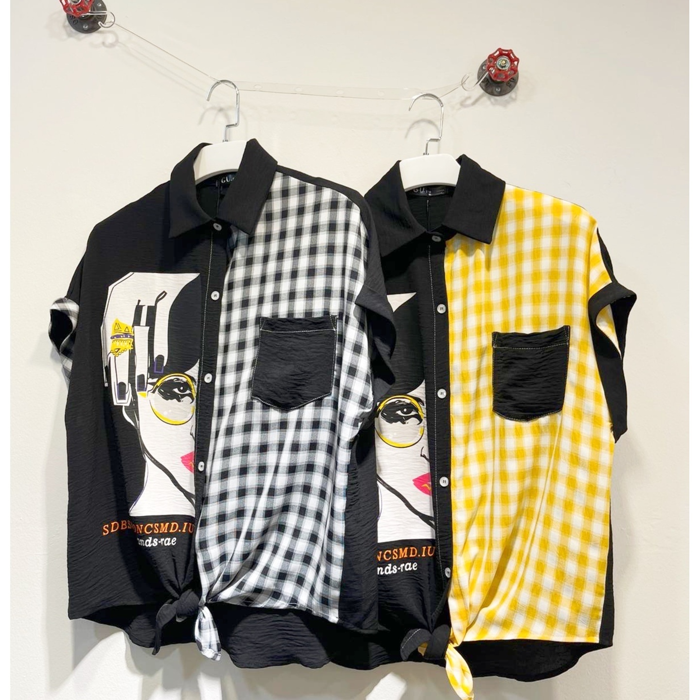 Black Checkered Blouse Black