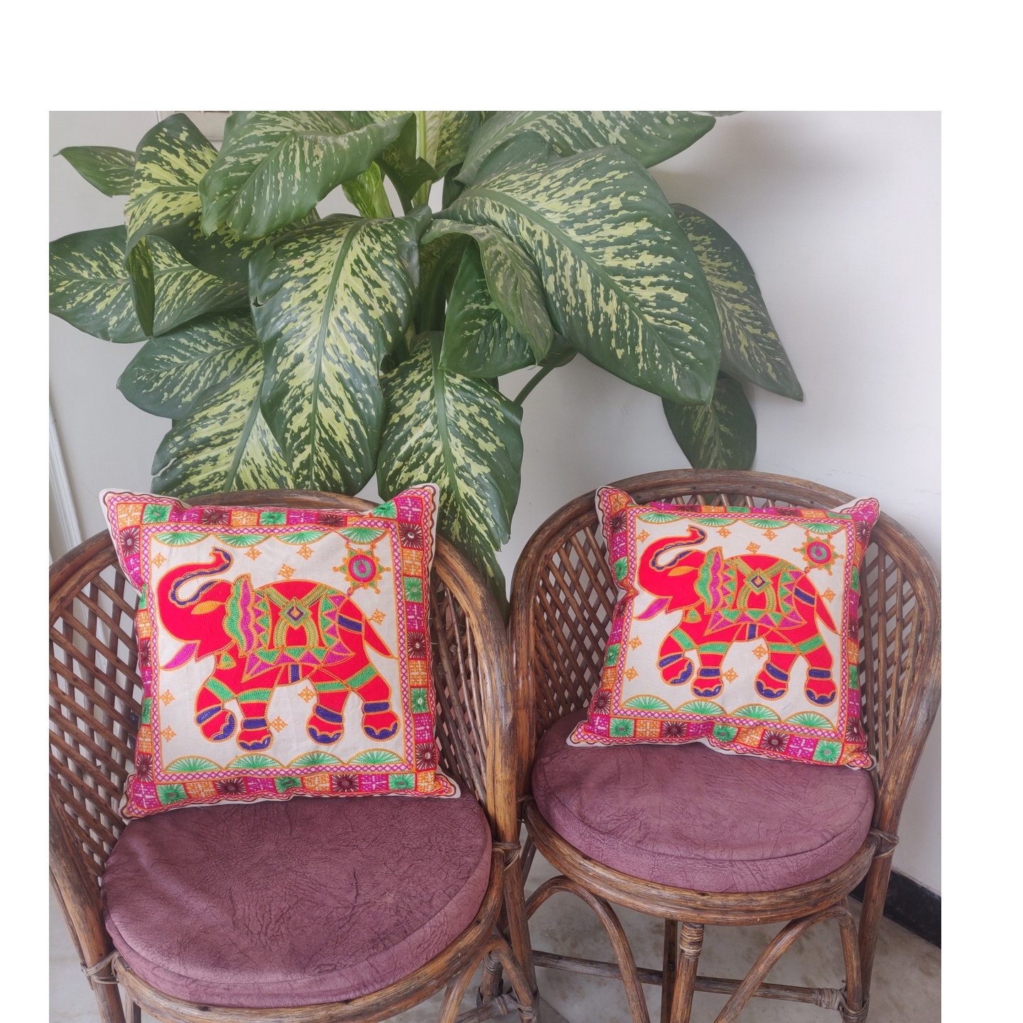 Embroidered Multicolour cushion cover