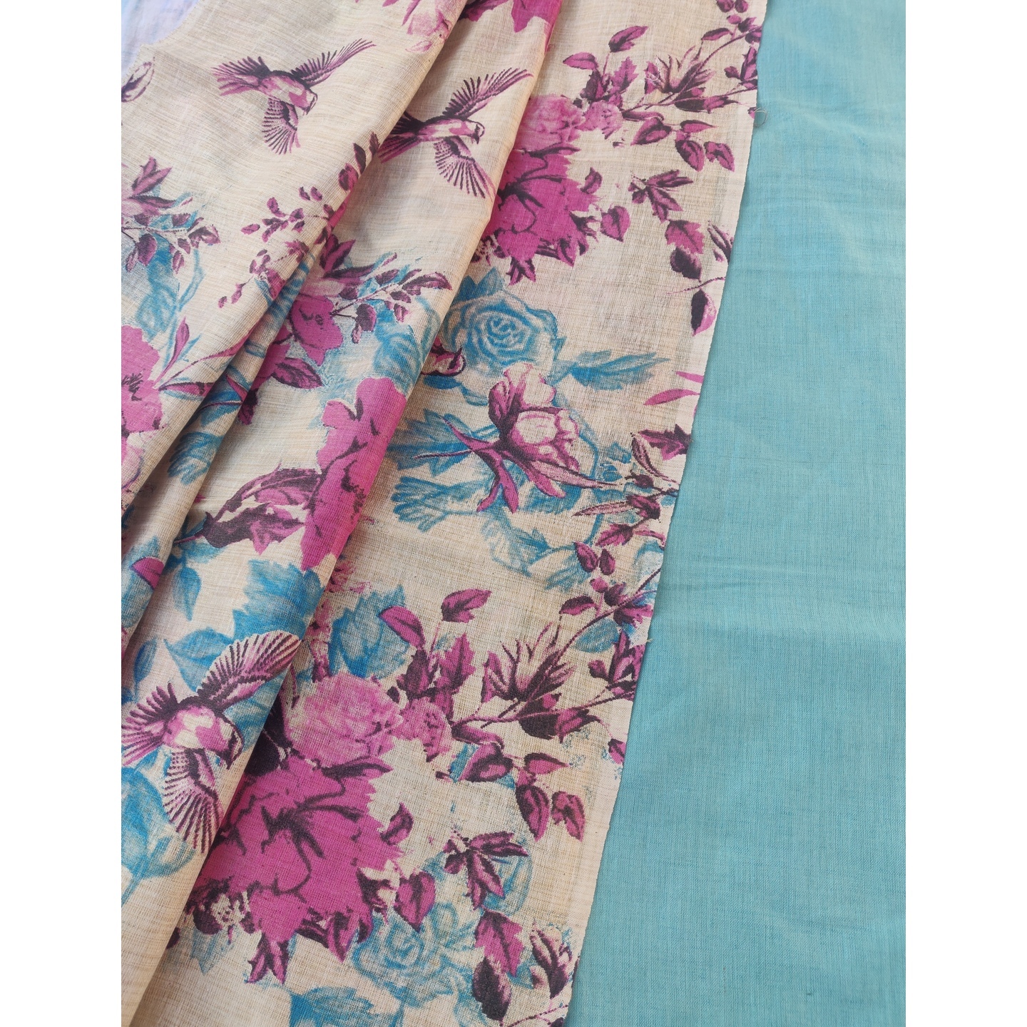 Pure linen with Printed duptta