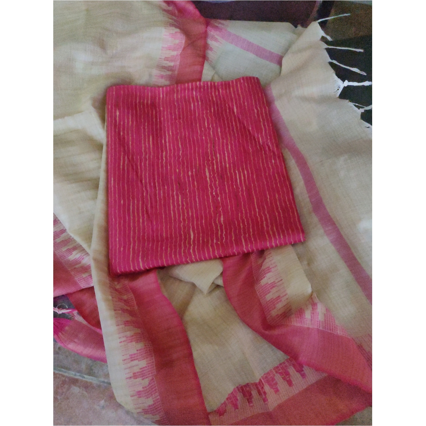 Self weaving cotton with dupatta
