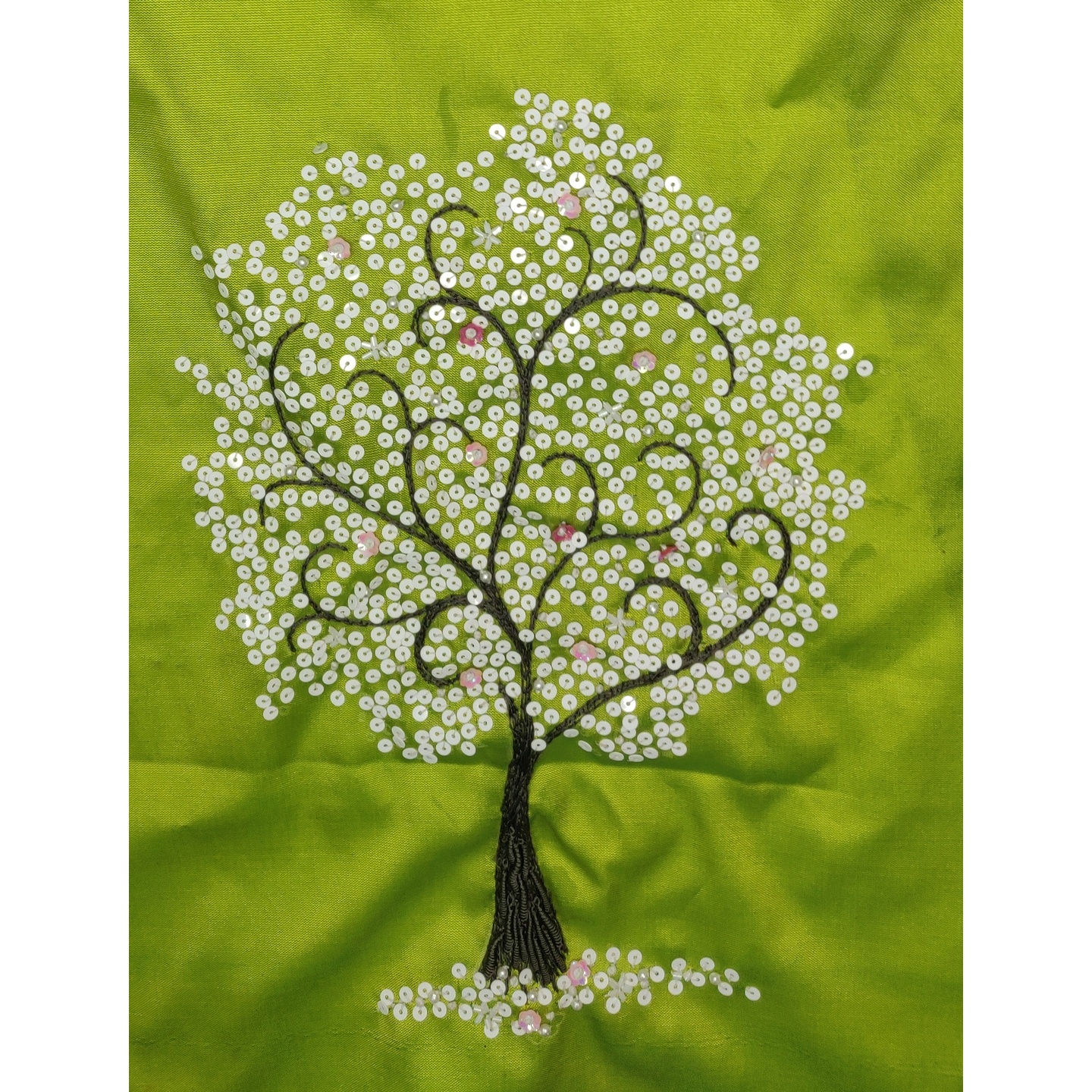 Sample of our embroidery on silk with sequence work