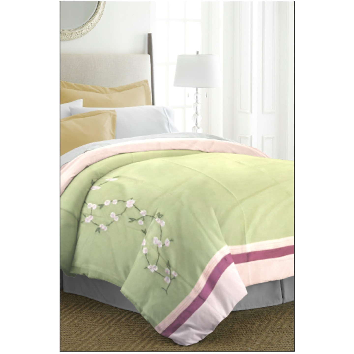 Embroidery beautiful colour bed cover