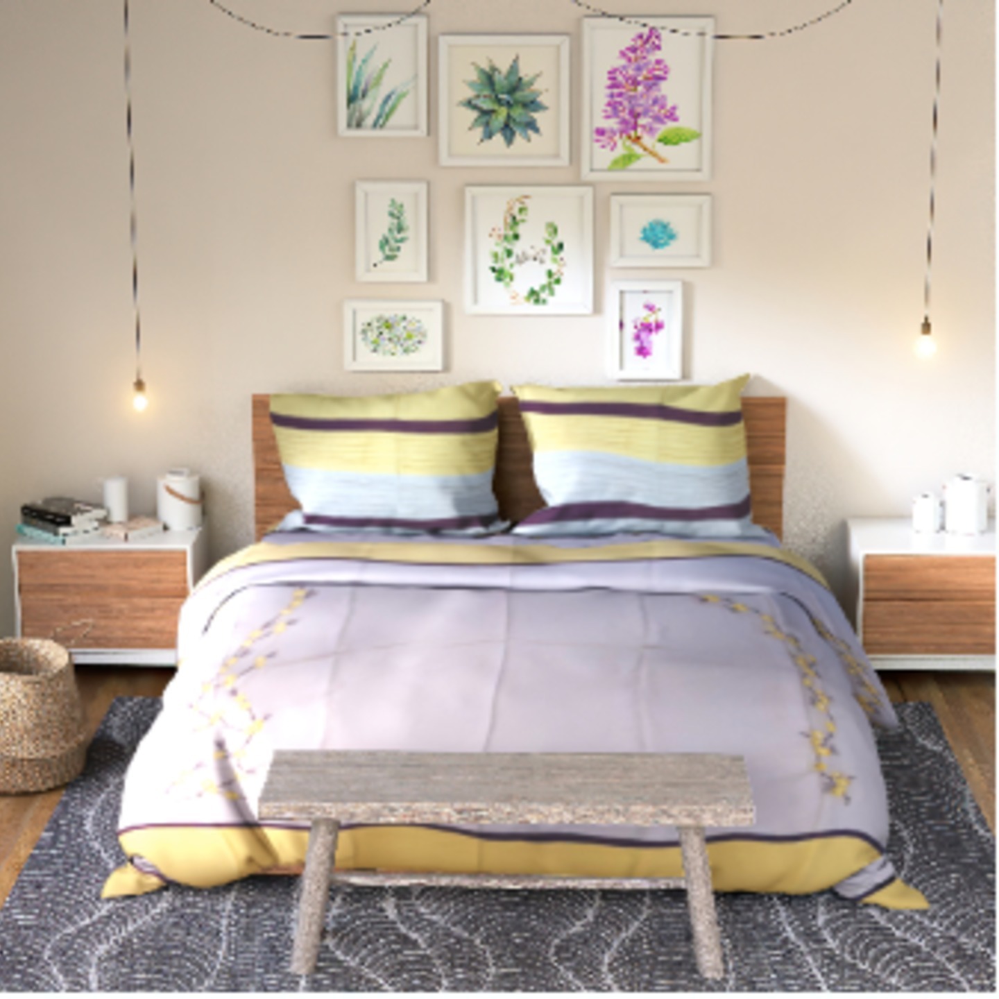 Embroidery beautiful colour bed cover