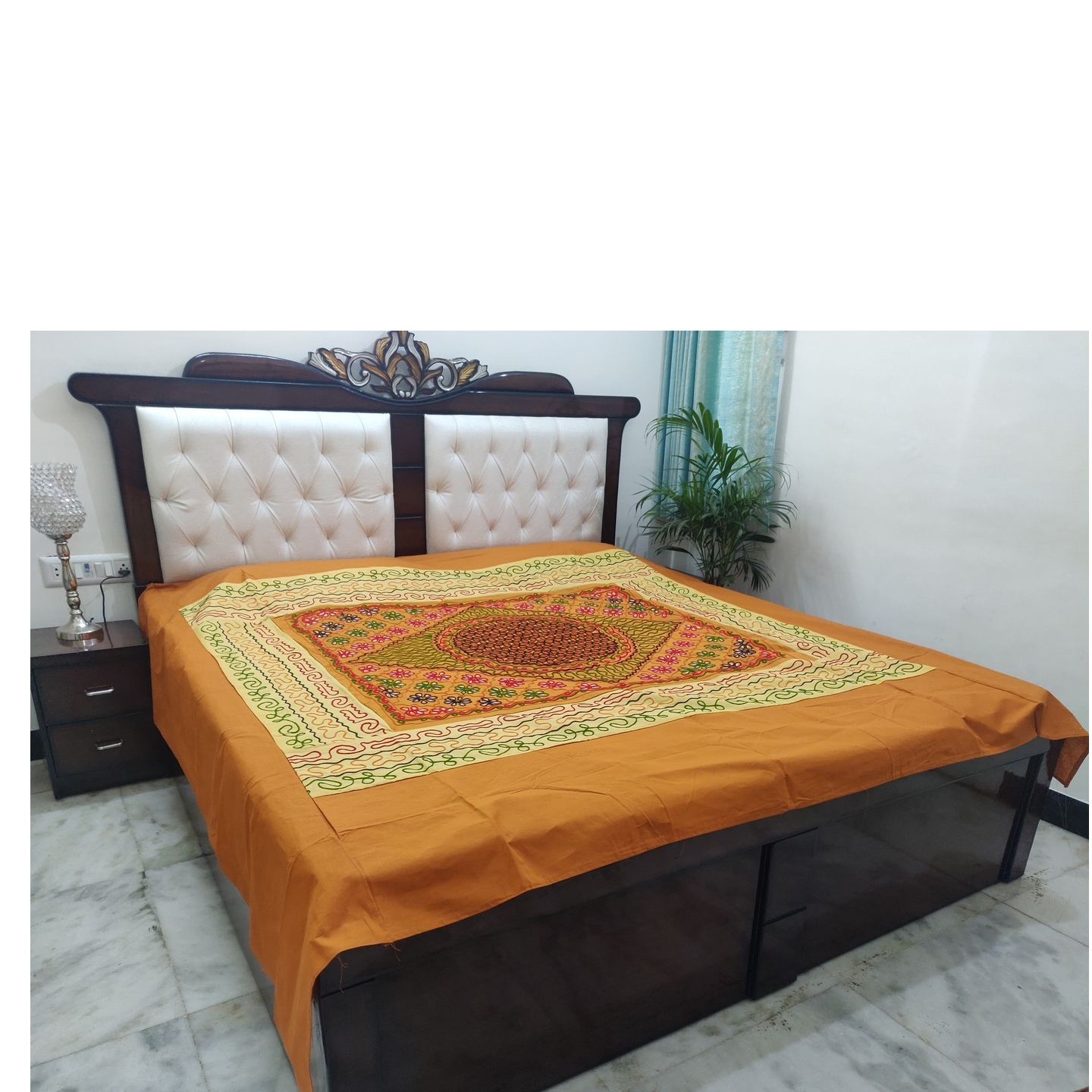 Cotton katch embroidery bed cover