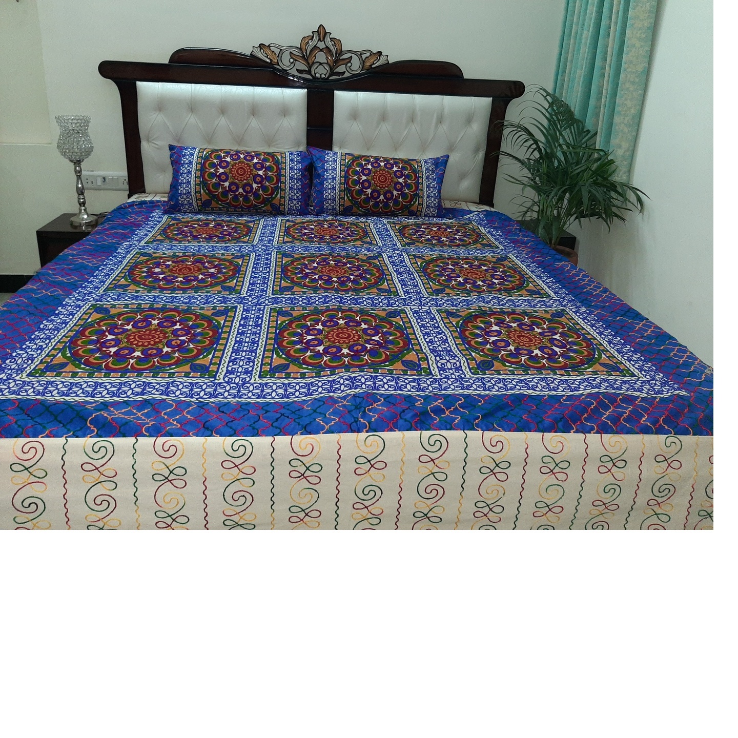 Cotton katch embroidery bed cover