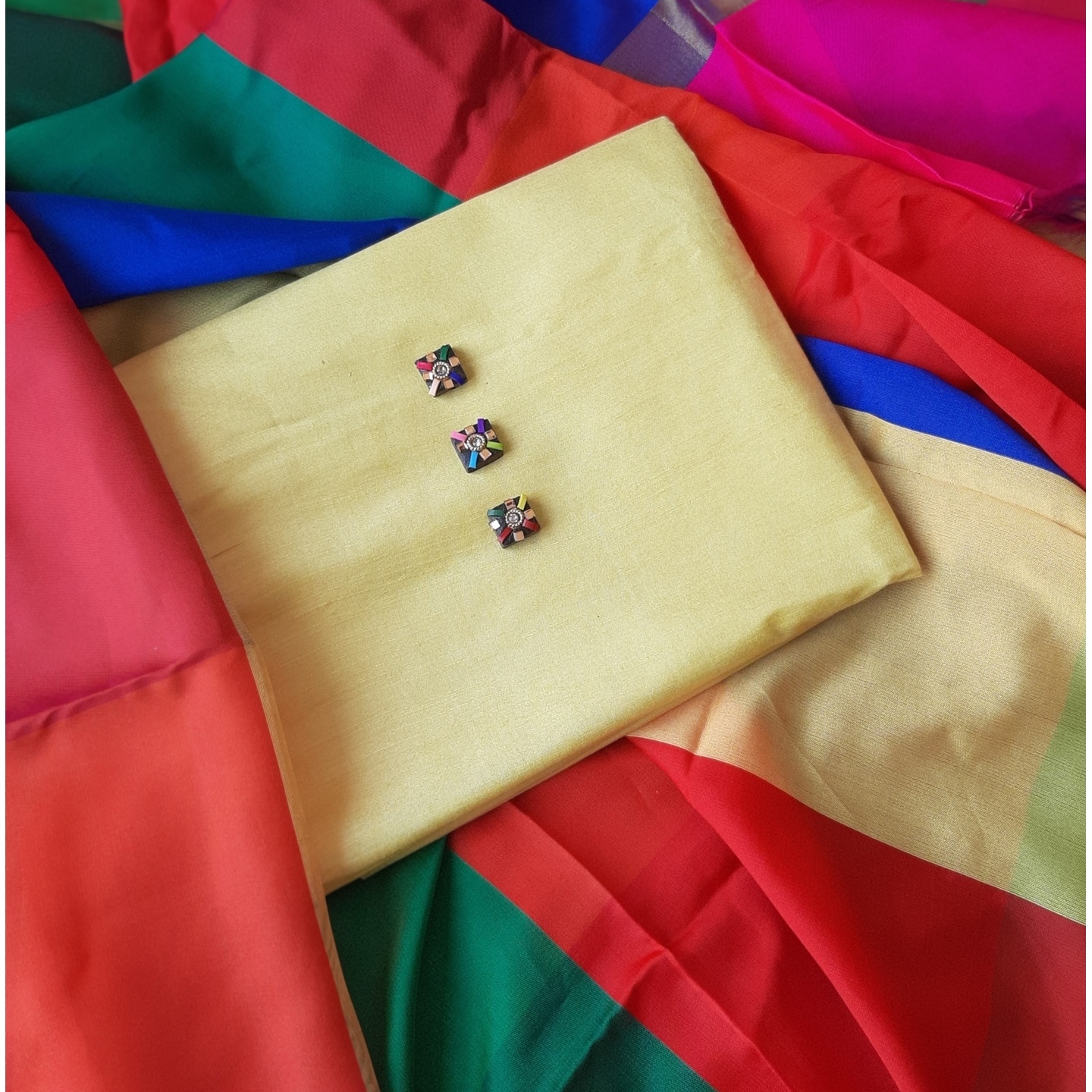 Cotton Silk with multicolour duptta