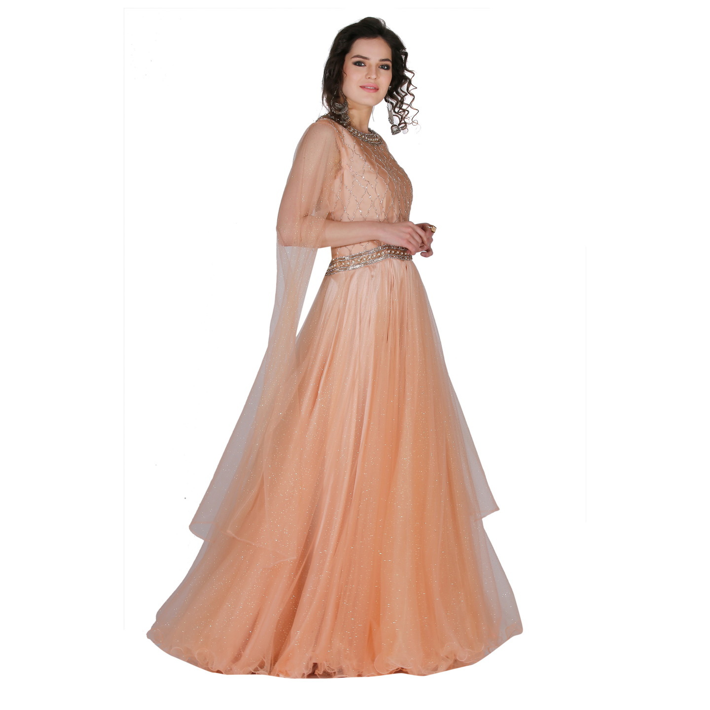 Glamorous peach evening gown RMS1075