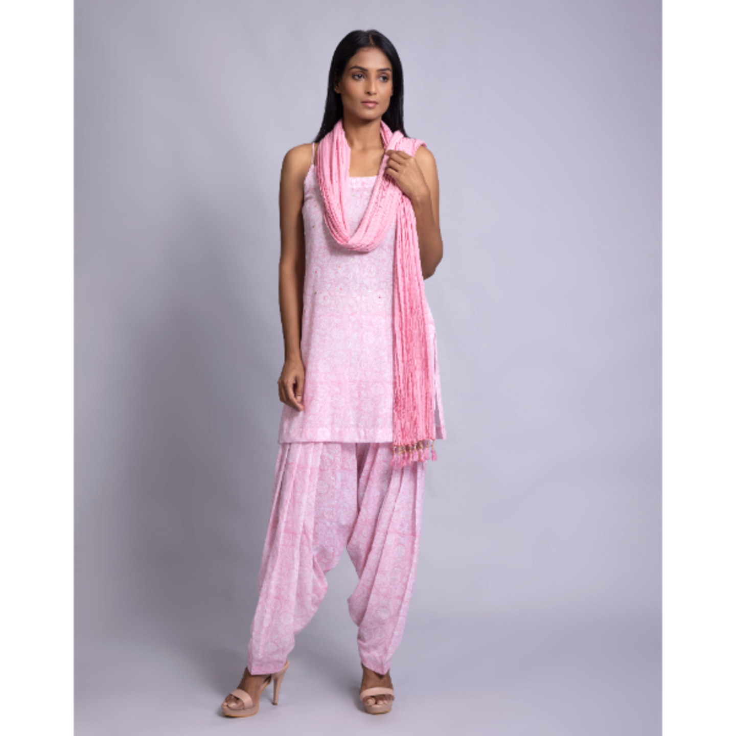 Pink kurta, salwar and Dupatta set