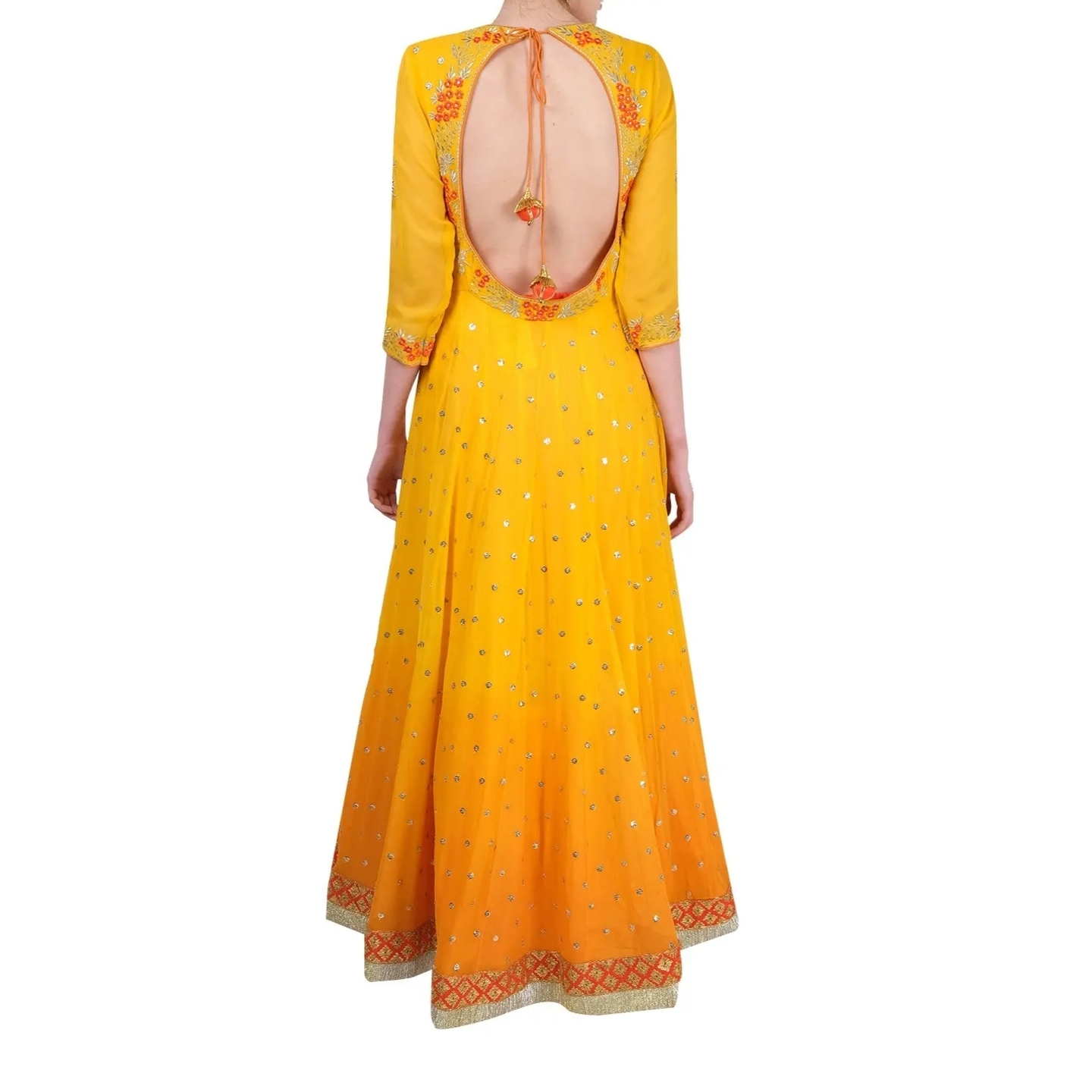Yellow ombre  Anarkali set. Product Code -  RMS1157