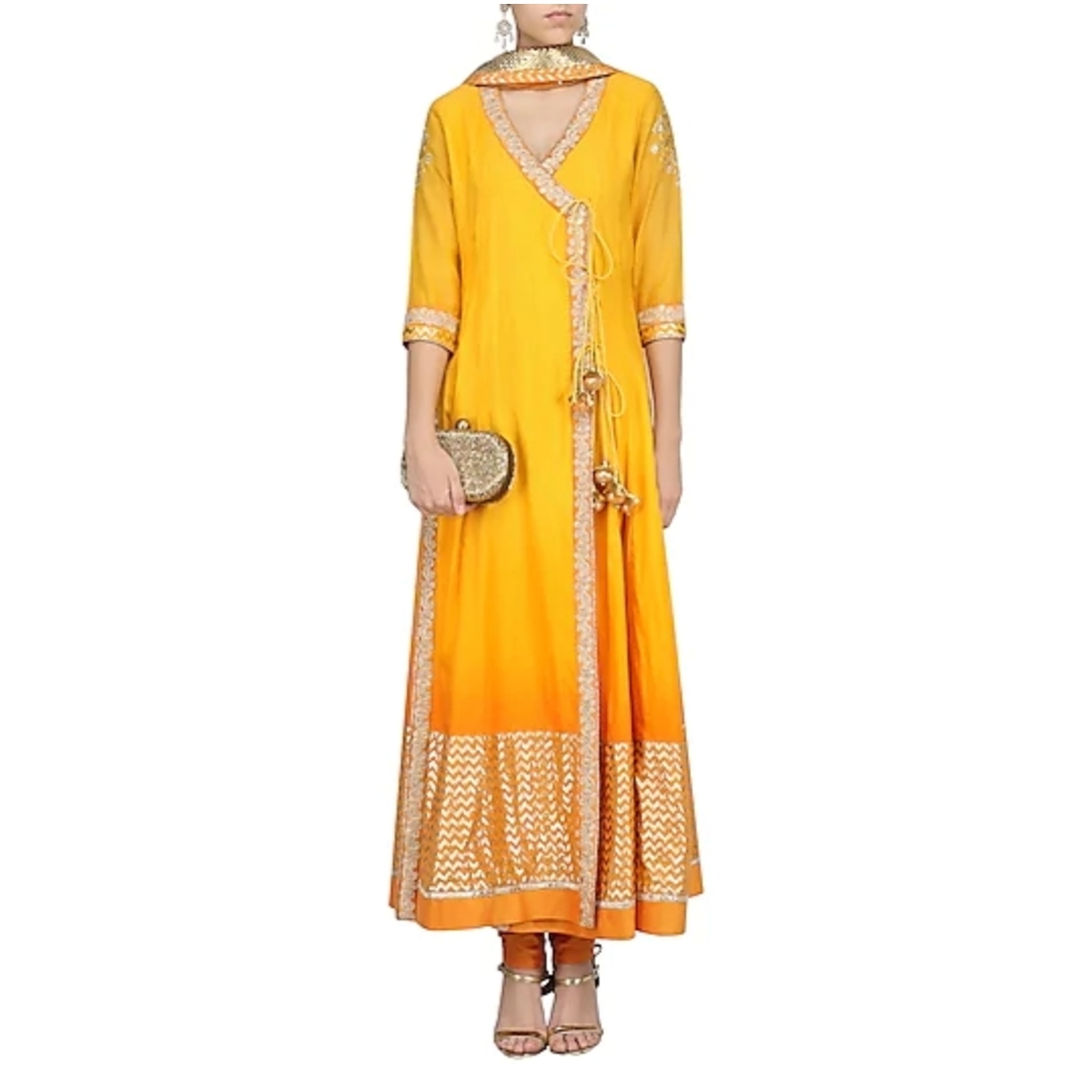 Yellow Ombre Embroidered Angrakha Set RNGC09021814