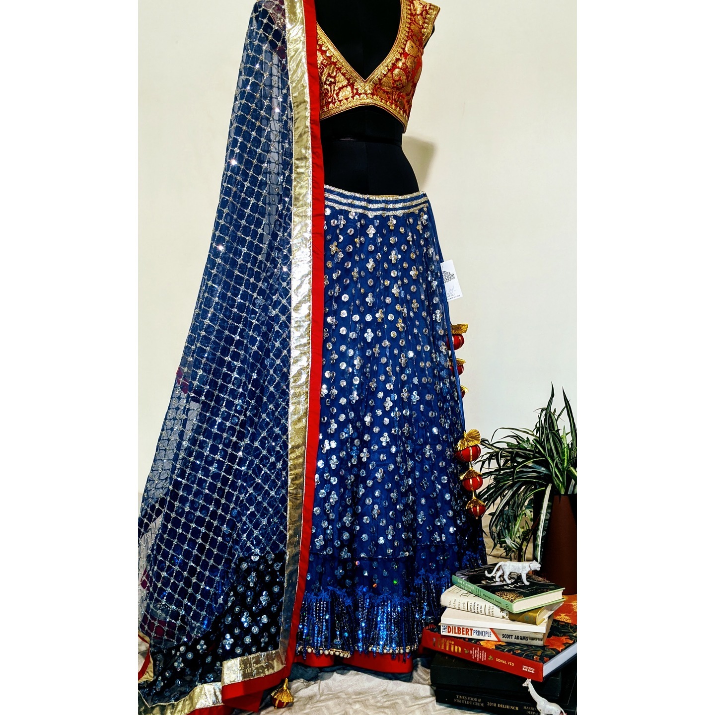 PRUSSION-BLUE LEHENGA.  RMS2249