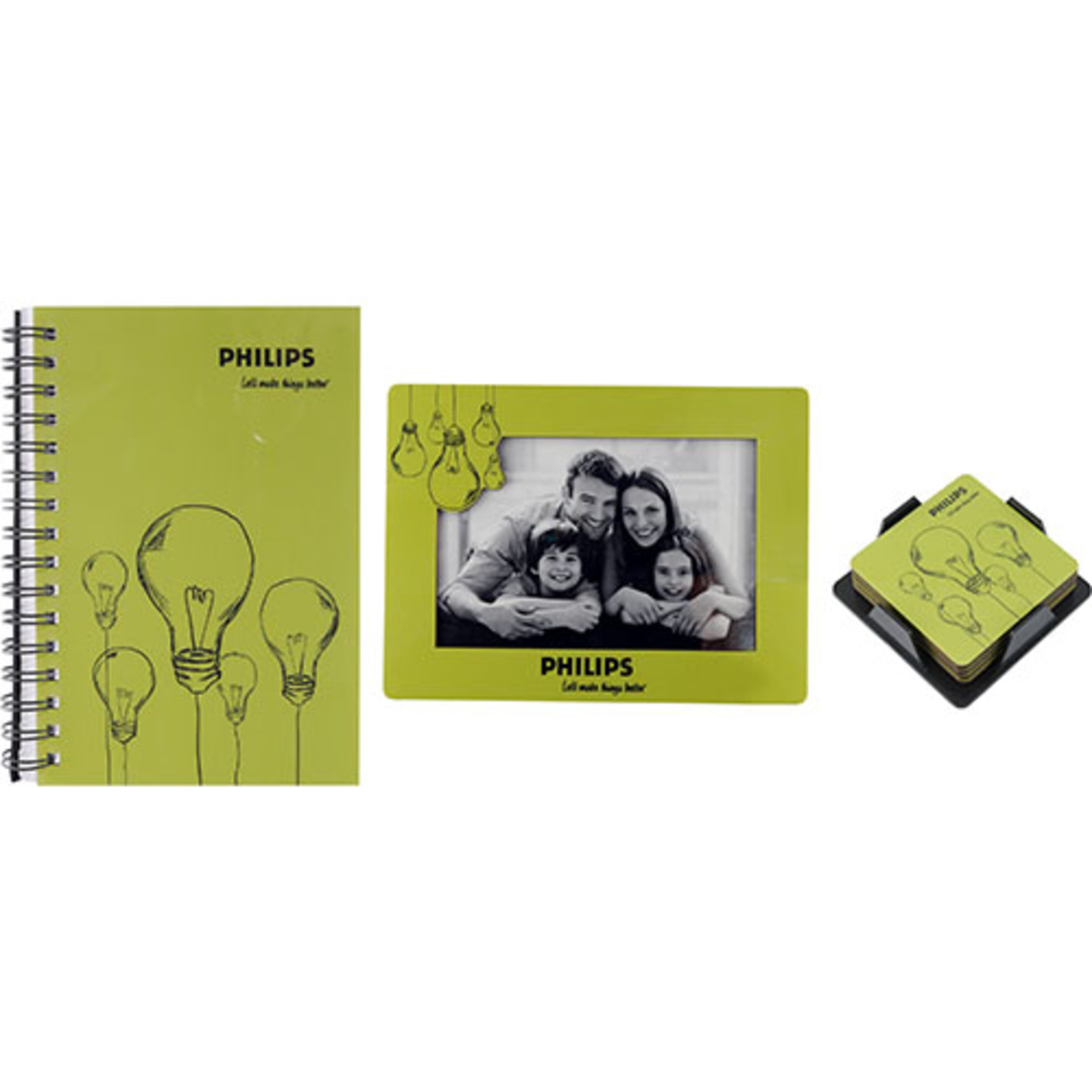 Spiral Notebook, Photoframe & Coasters