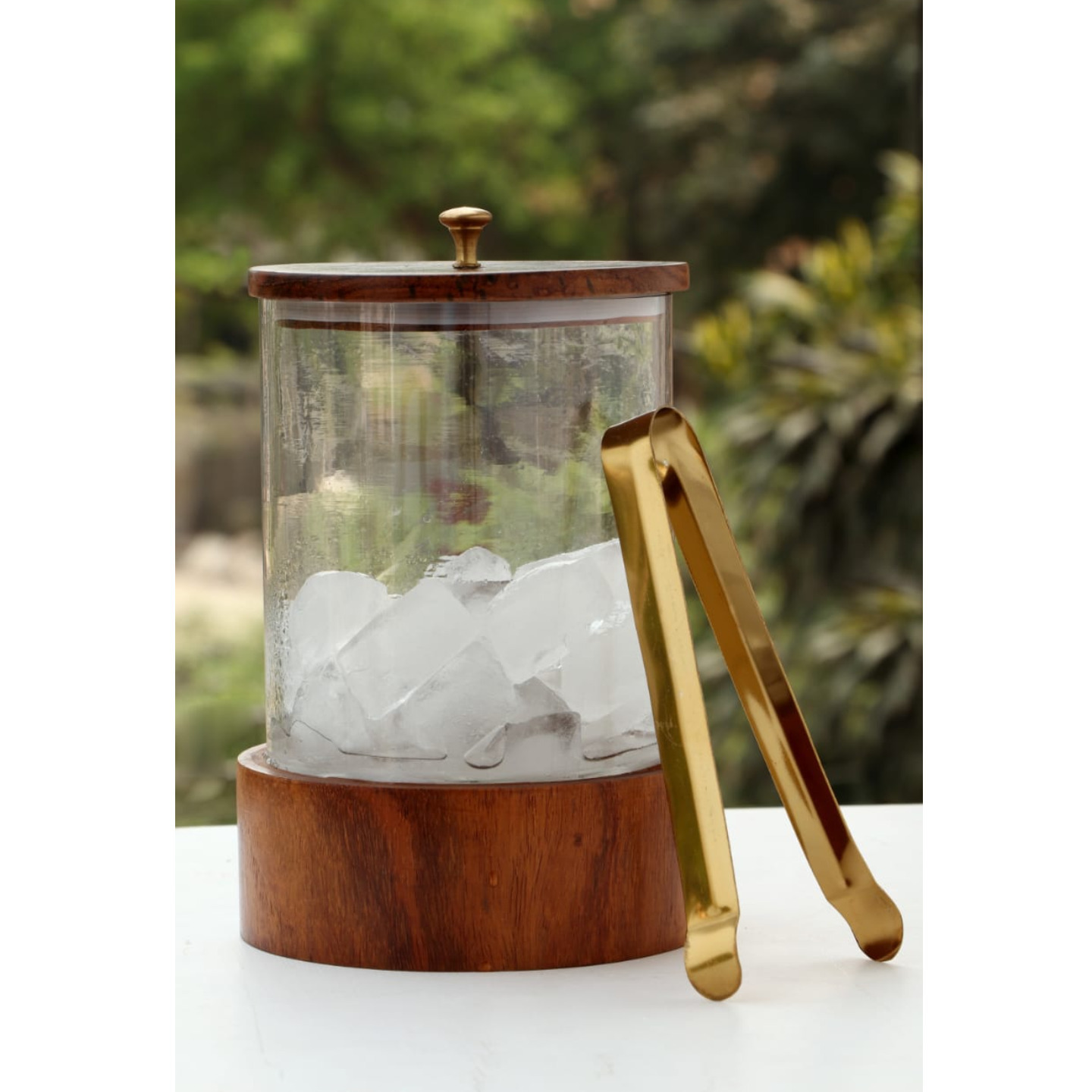 Wooden Ice Container With Tong
