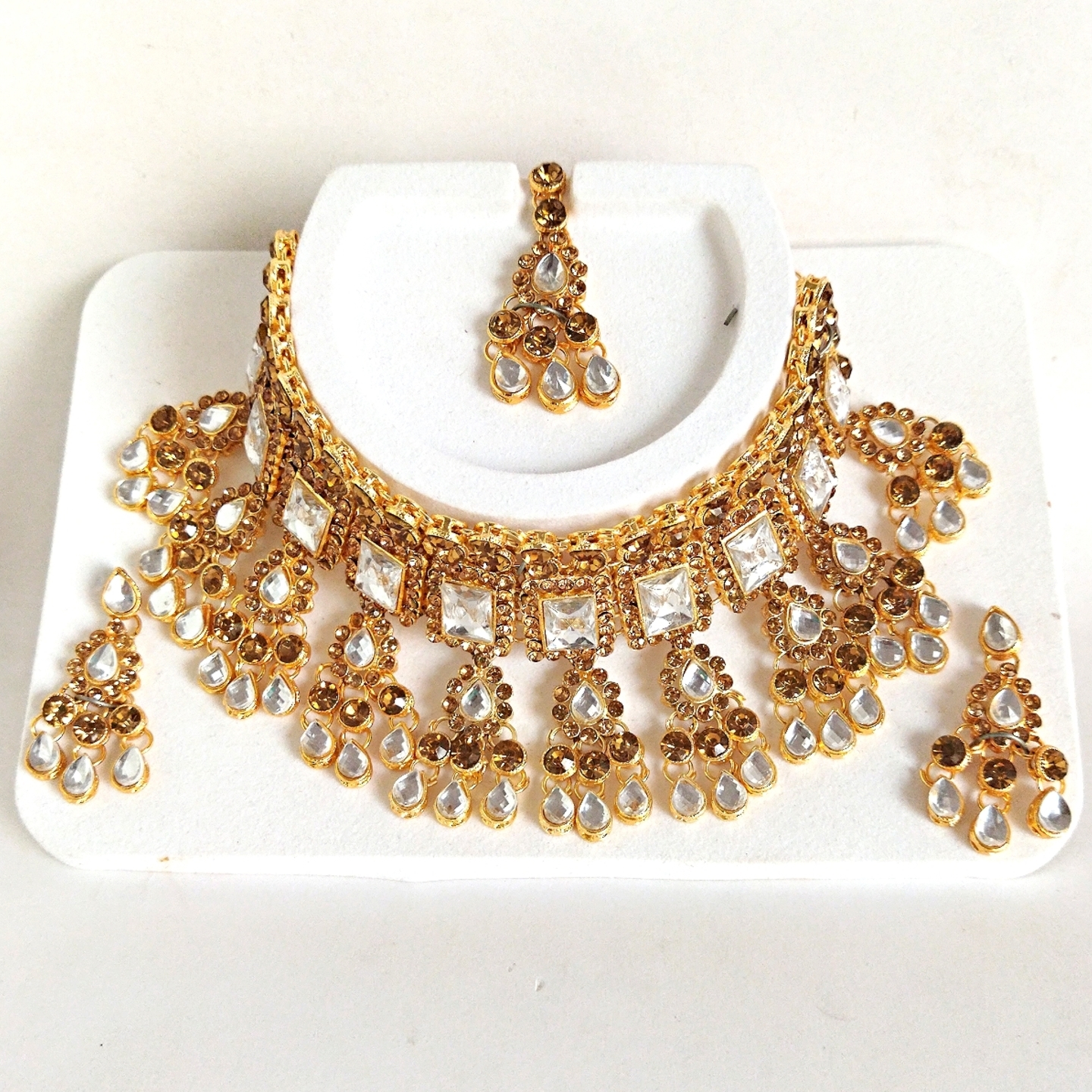 Kundan semi bridal necklace- White Golden