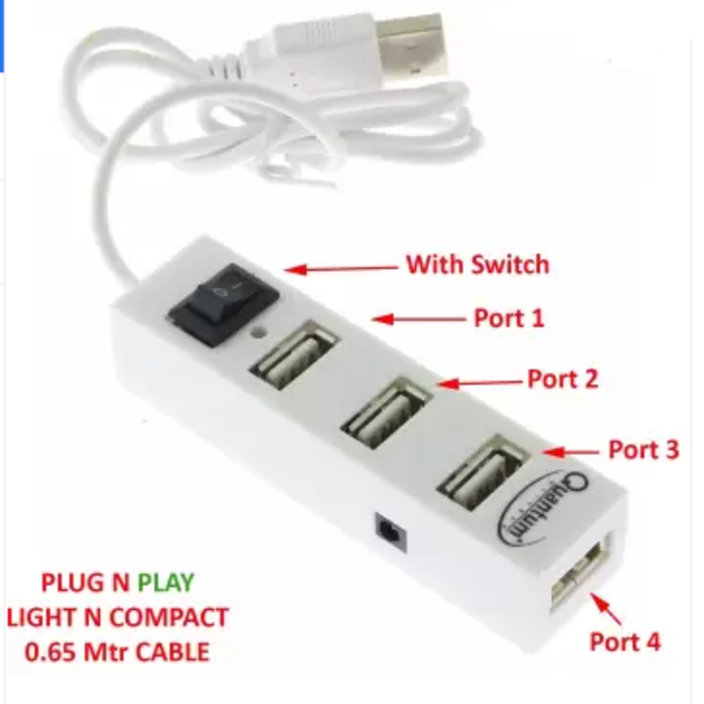 Quantum qhm6642 USB 4 PORT qhm6642 USB Hub  White