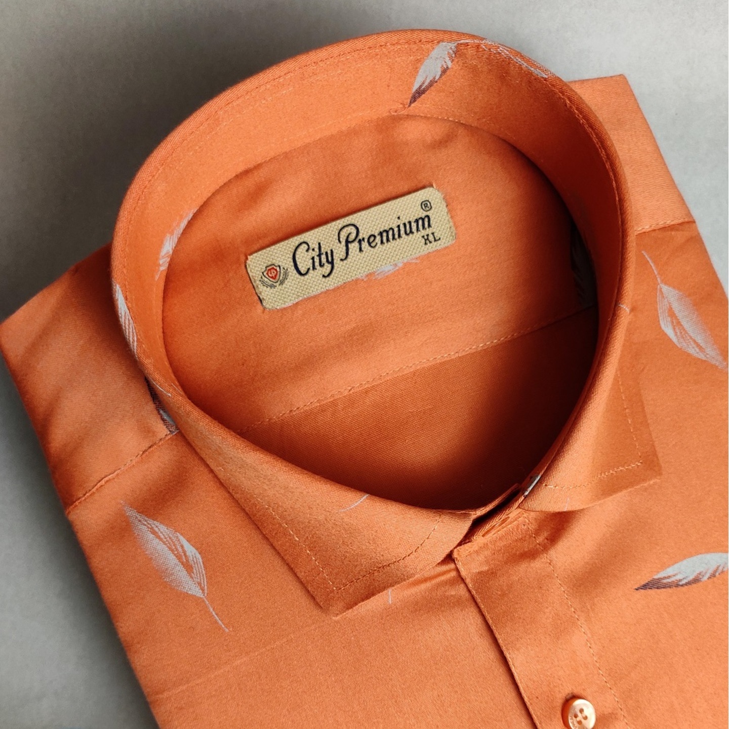 City Premium Men Orange Printed Regular Fit Casual Shirt