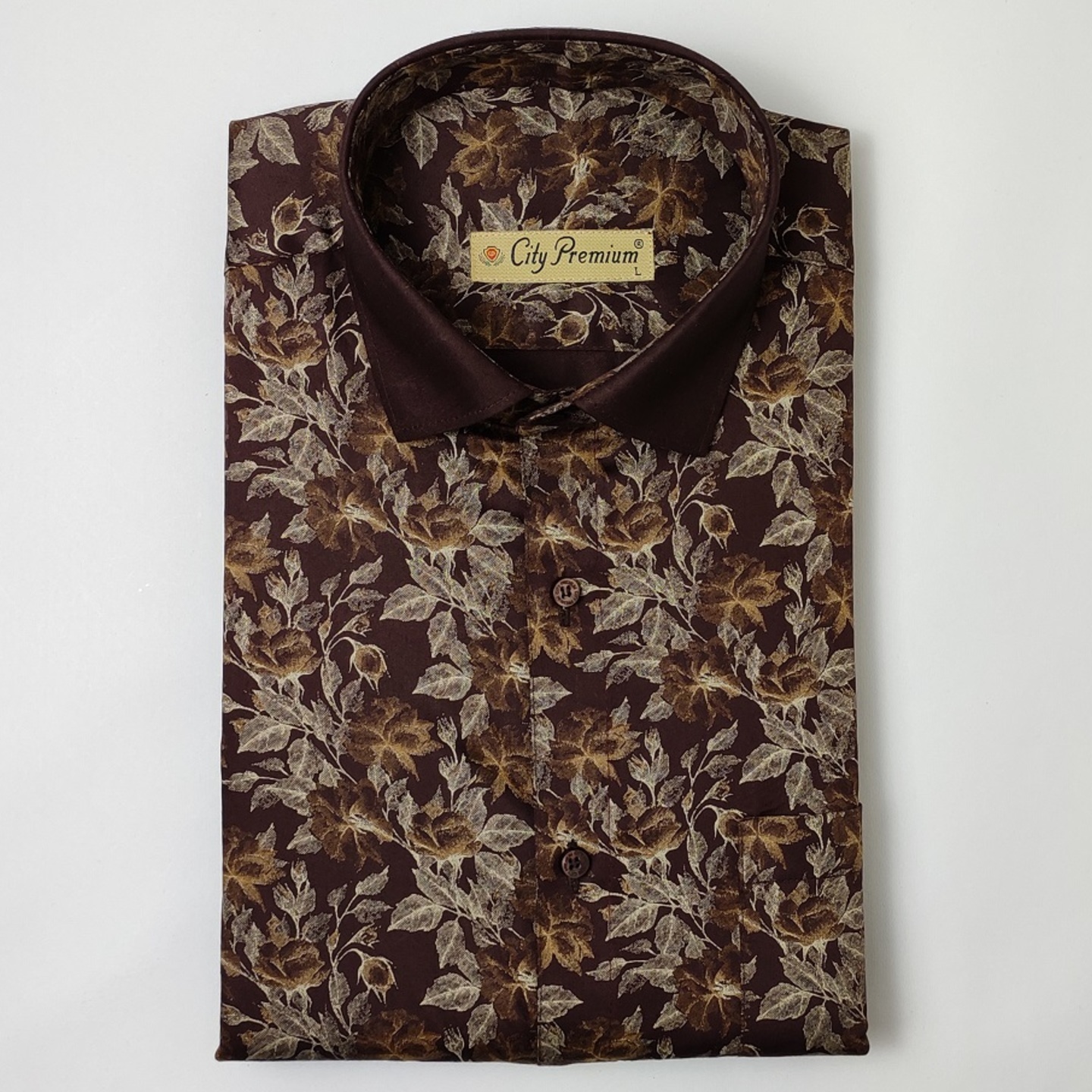 City Premium Men's Coffee Brown Printed Casual Shirt