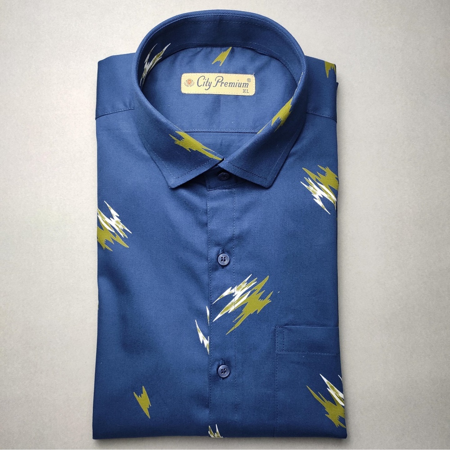 City Premium Men Navy Blue Printed Regular Fit Casual Shirt