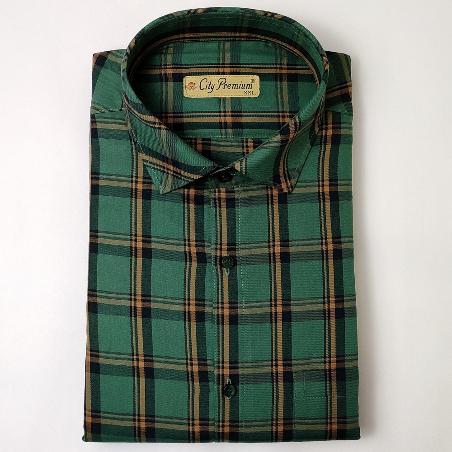 City Premium Men's Regular Fit Green Checkered Shirt