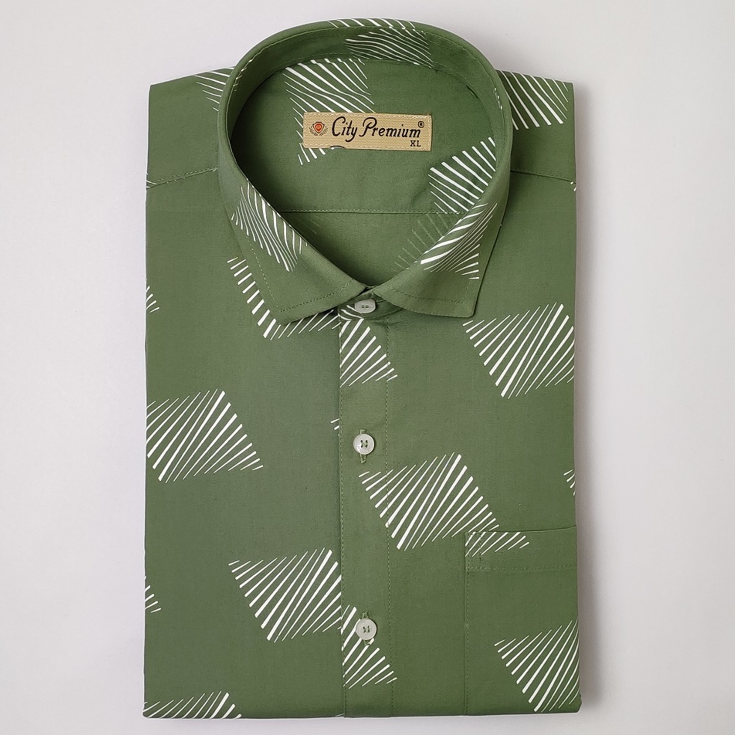 City Premium Mens Green Printed Casual Shirt