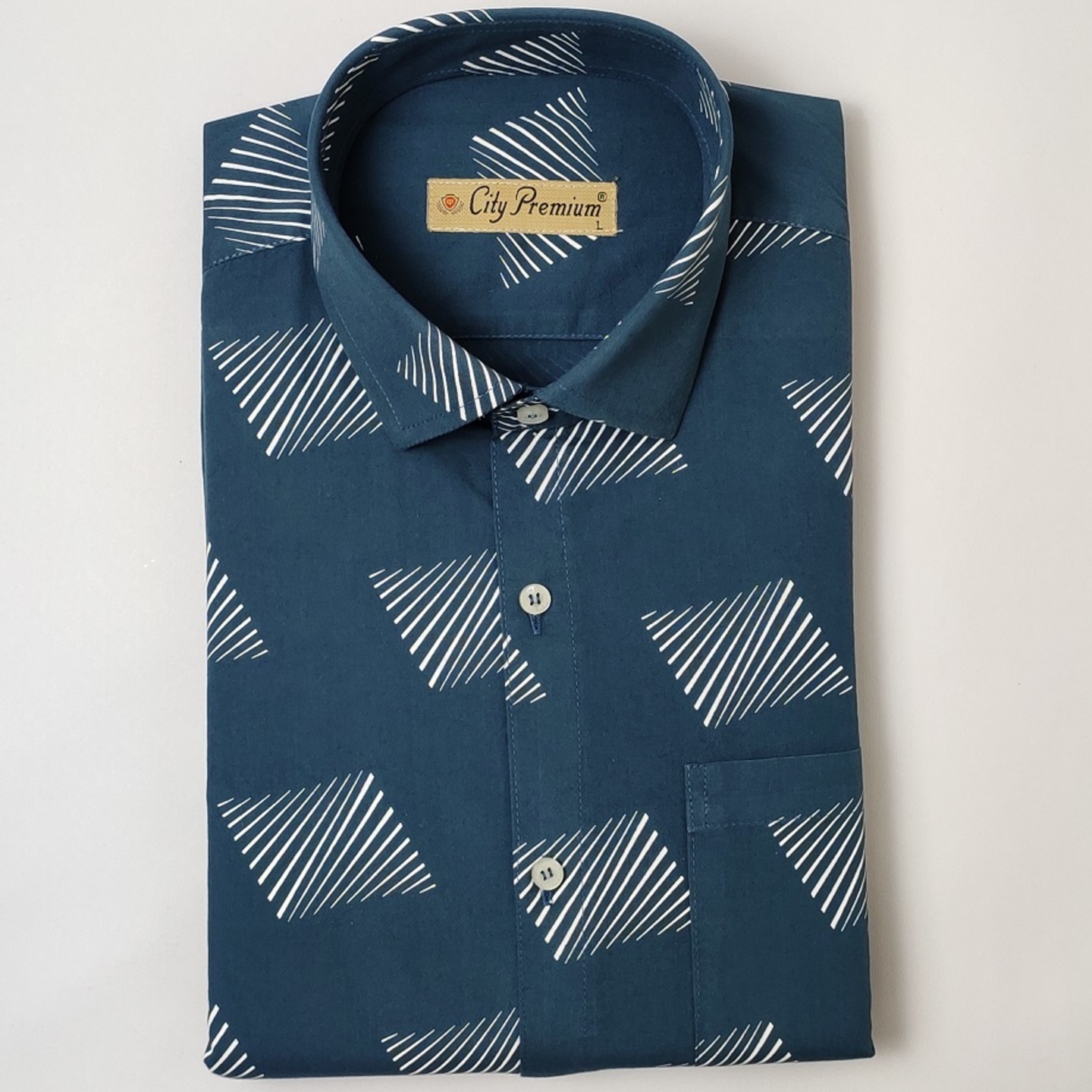City Premium Mens Blue Printed Casual Shirt